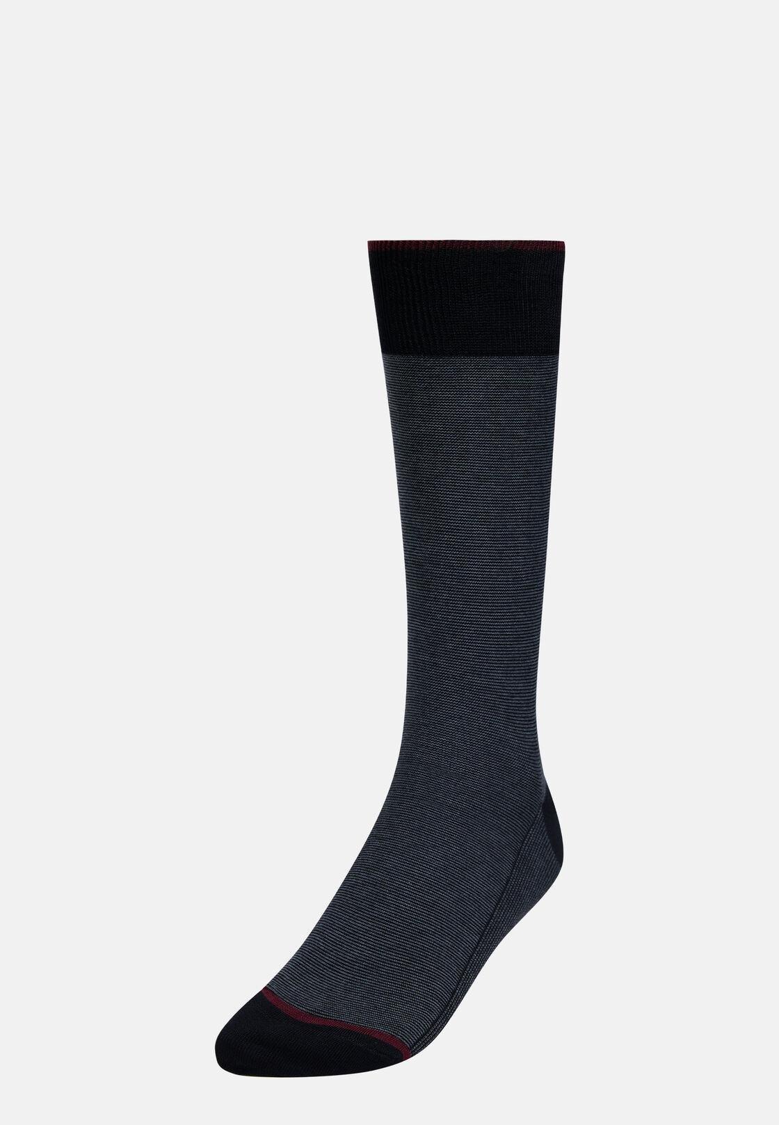 Grey Striped Socks In Organic Cotton, , large image number 0