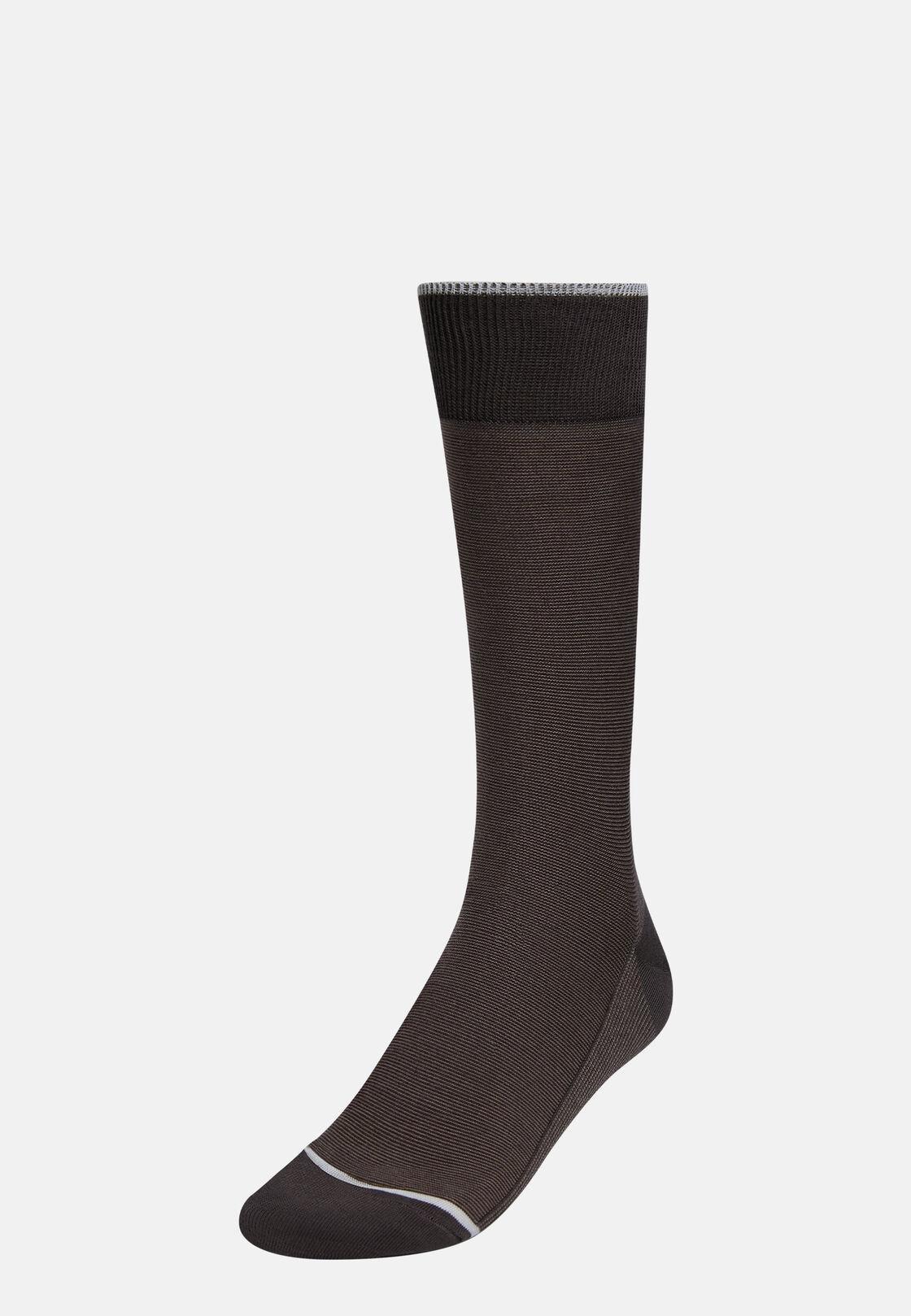 Beige Striped Socks In Organic Cotton, , large image number 0
