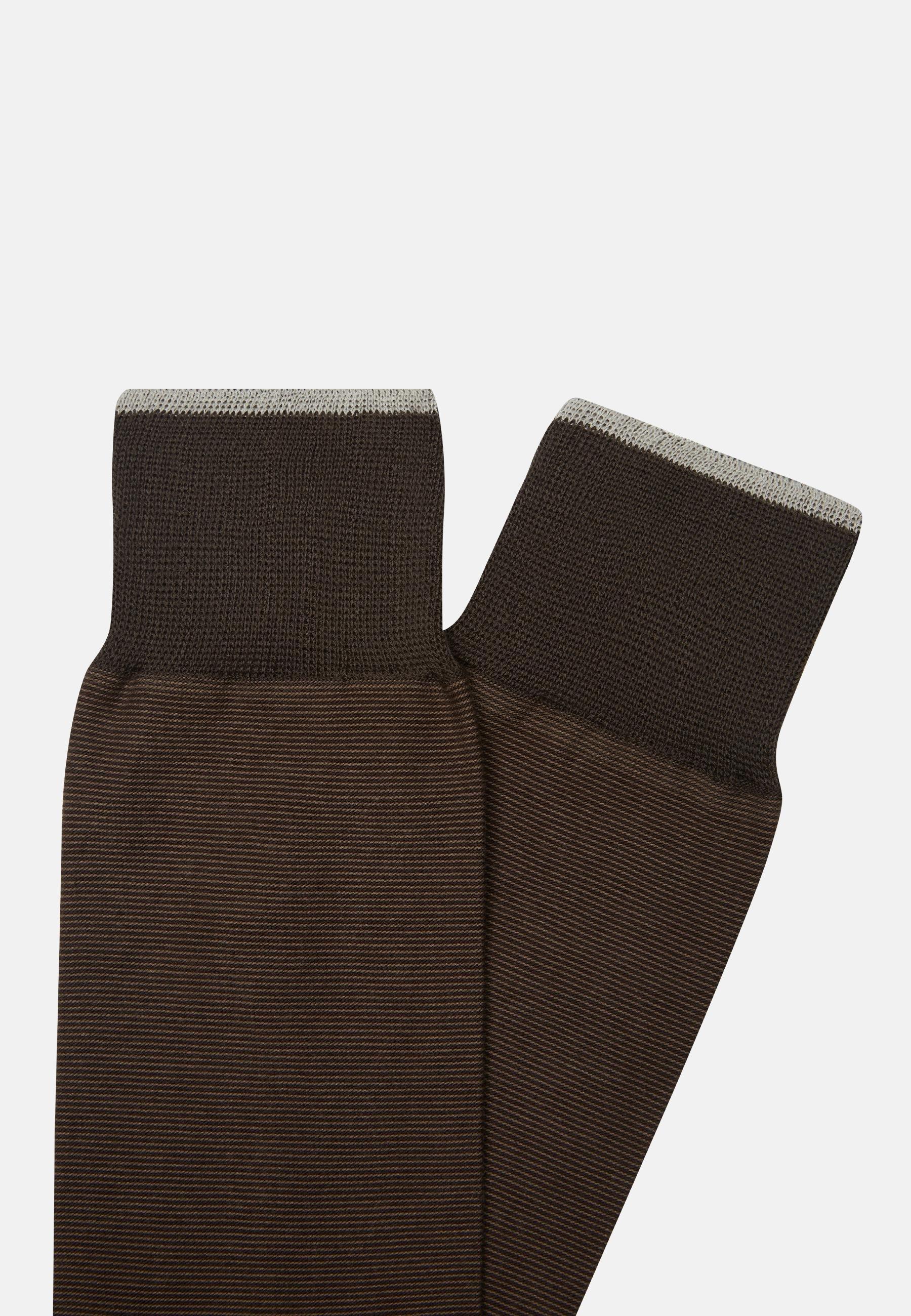 Beige Striped Socks In Organic Cotton, , large image number 1