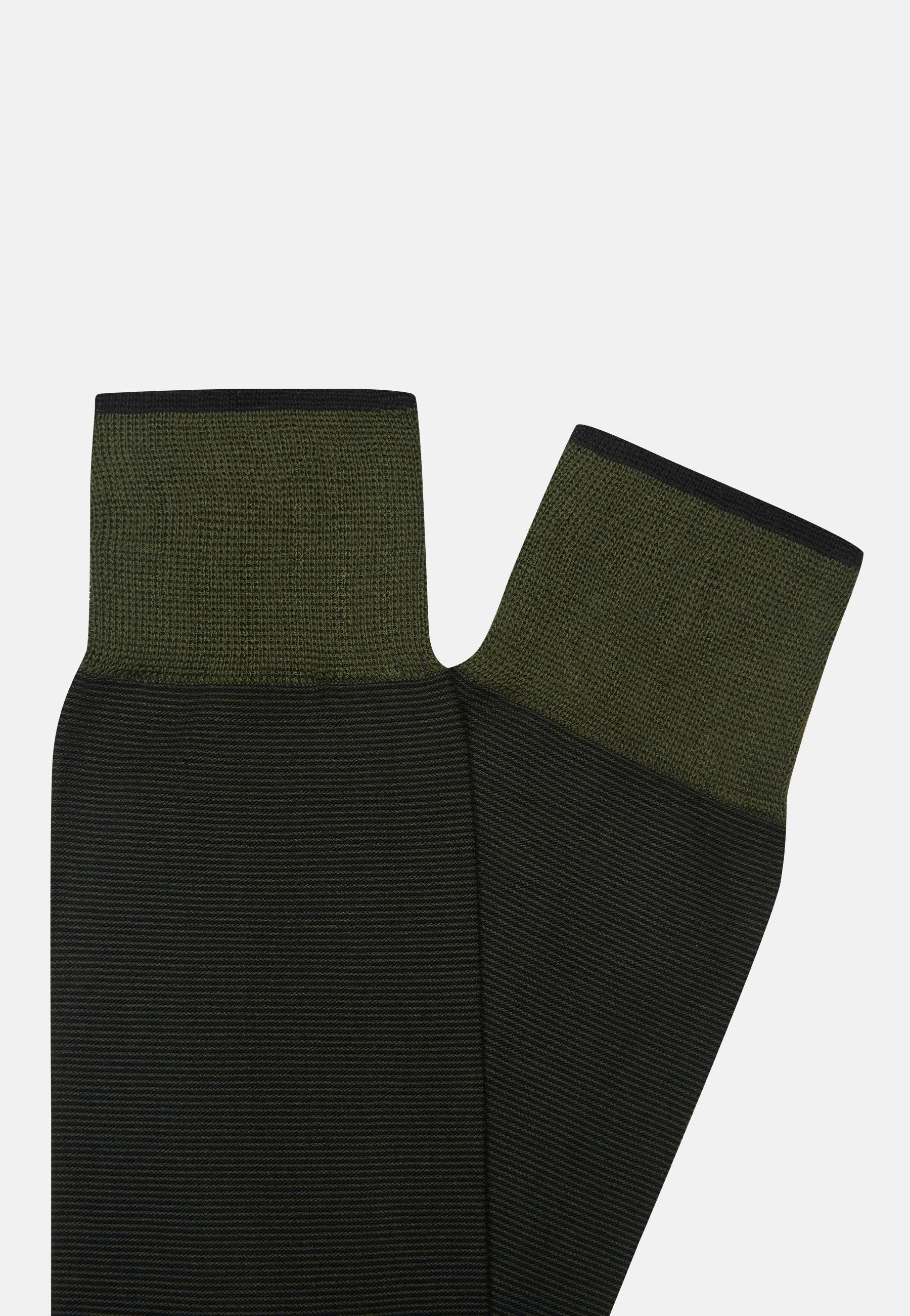 Green Striped Socks In Organic Cotton, , large image number 1