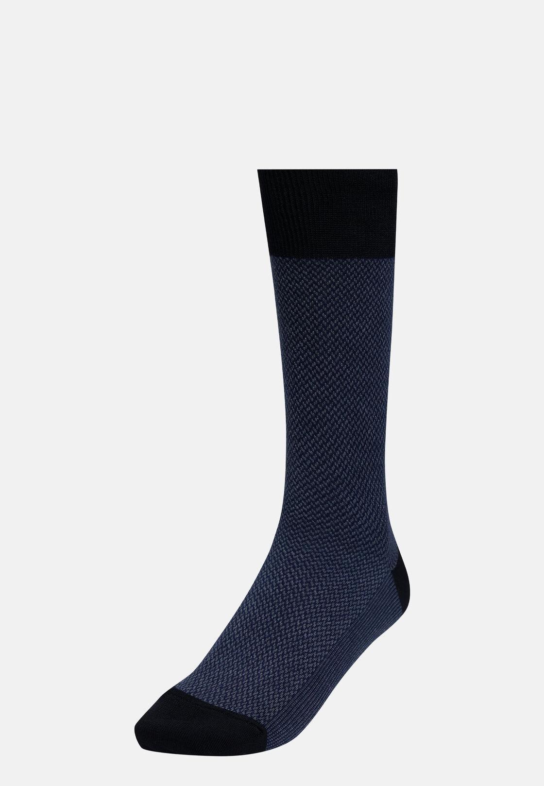 Black Geometric Design Socks In Organic Cotton, , large image number 0