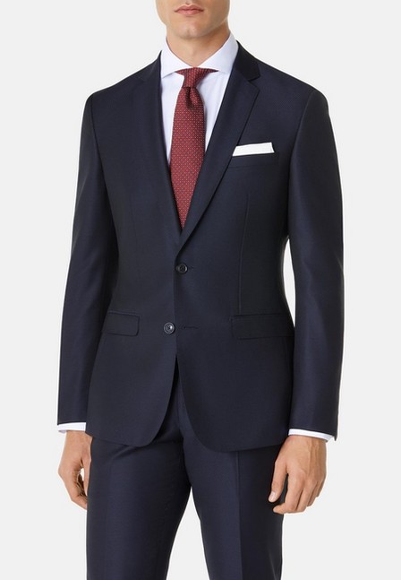 Boggi Milano - Blue Micro Structured Stretch Wool Suit