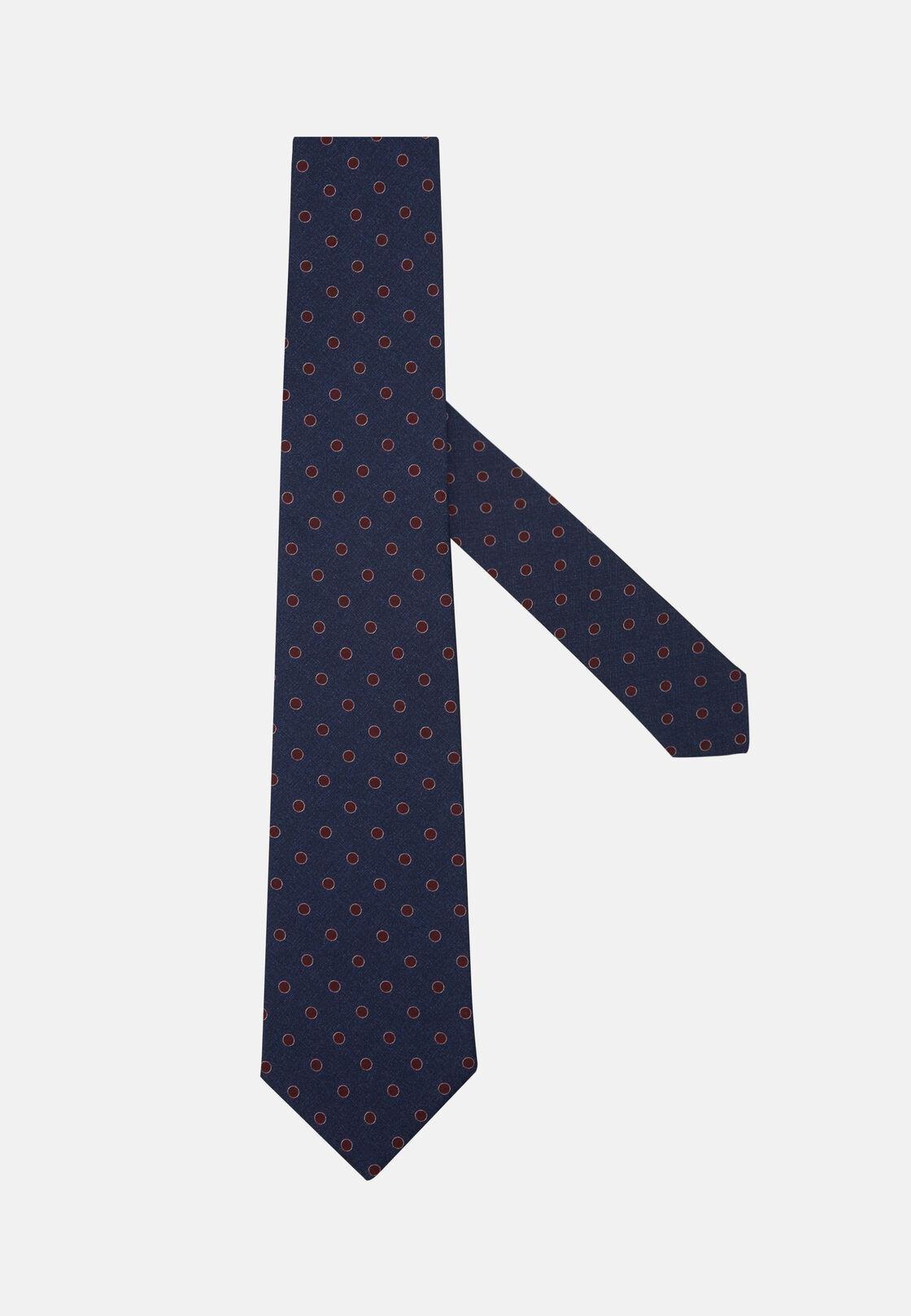 Blue Polka Dot Silk Tie, , large image number 0