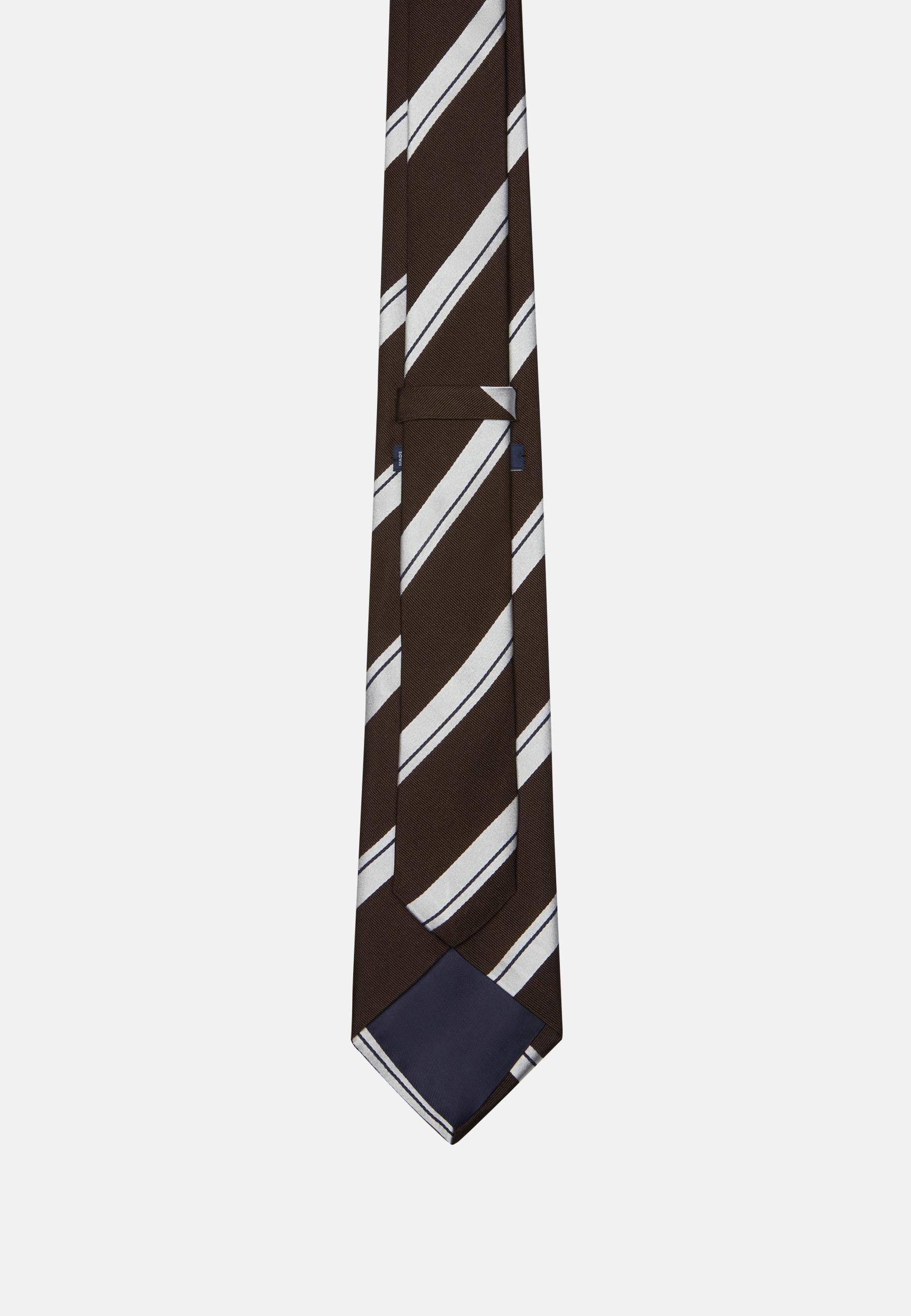 Brown Regimental Silk Tie, , large image number 1