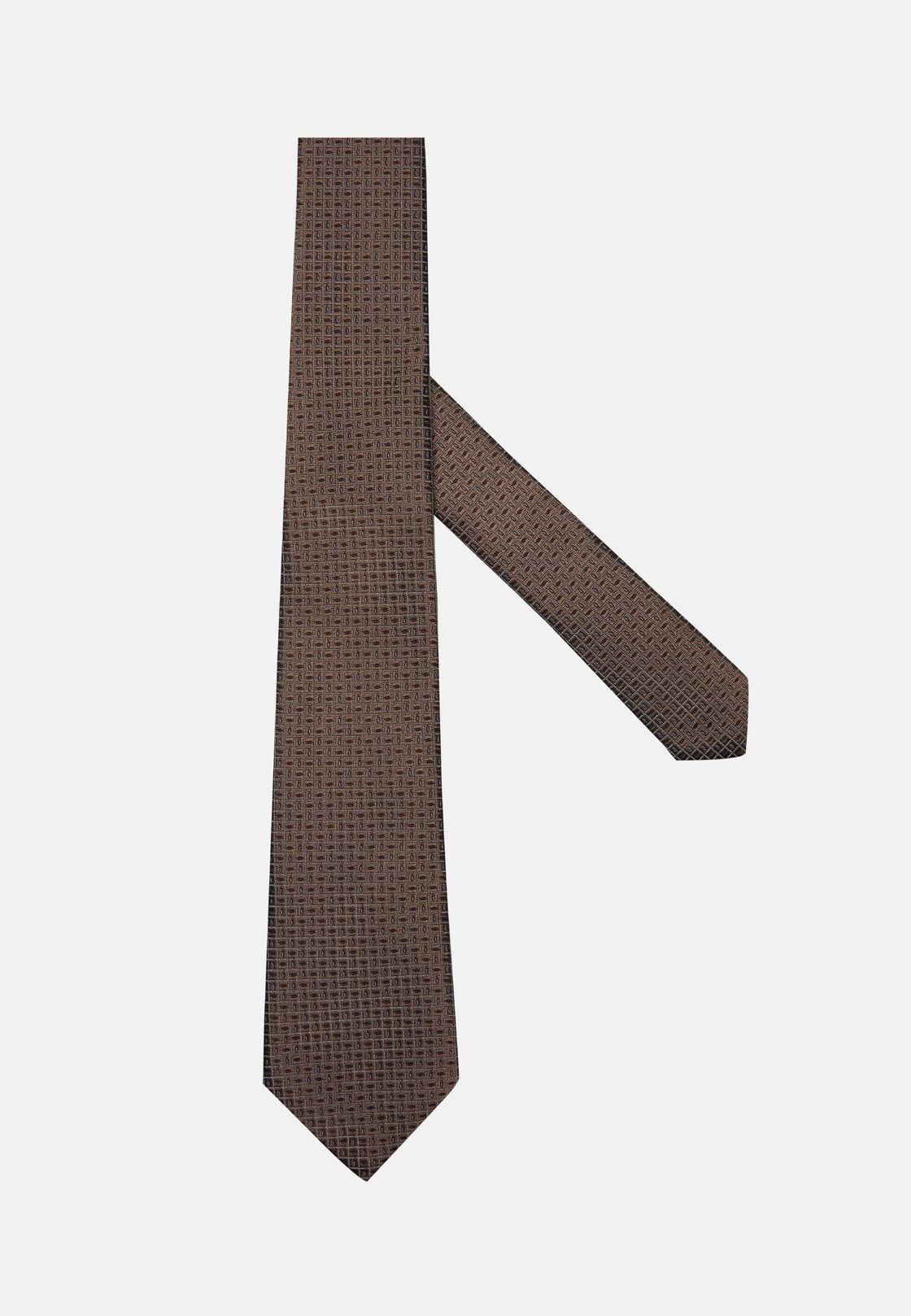 Brown Micro Pattern  Silk Tie, , large image number 0