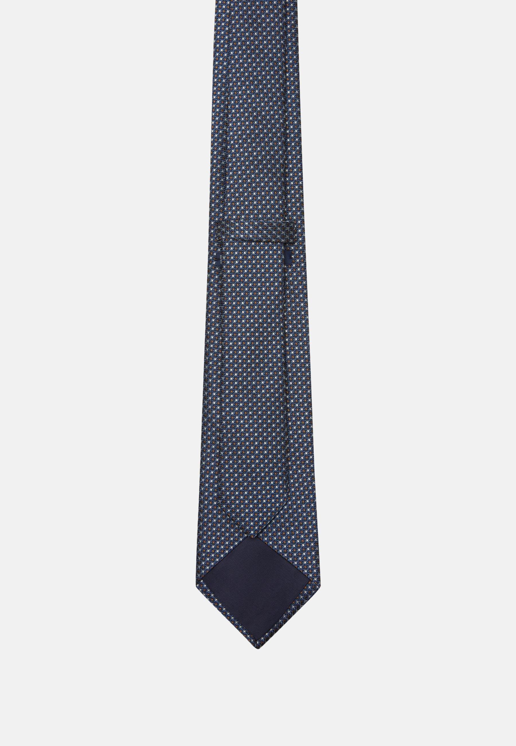 Blue Houndstooth Silk And Cotton Tie, , large image number 1