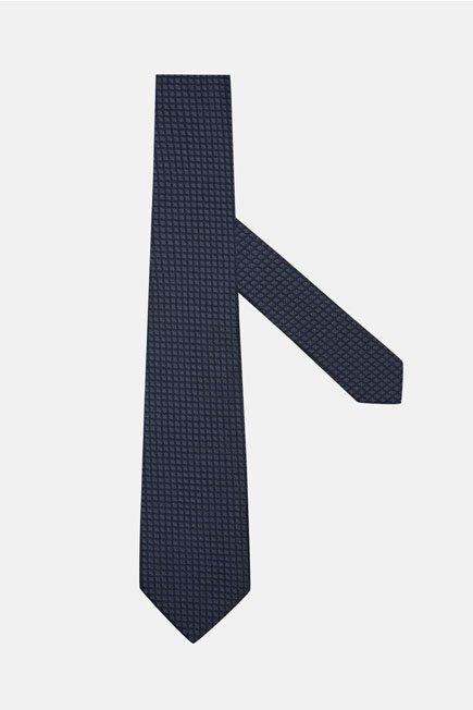 Navy Micro Jacquard Silk Tie, , large image number 0