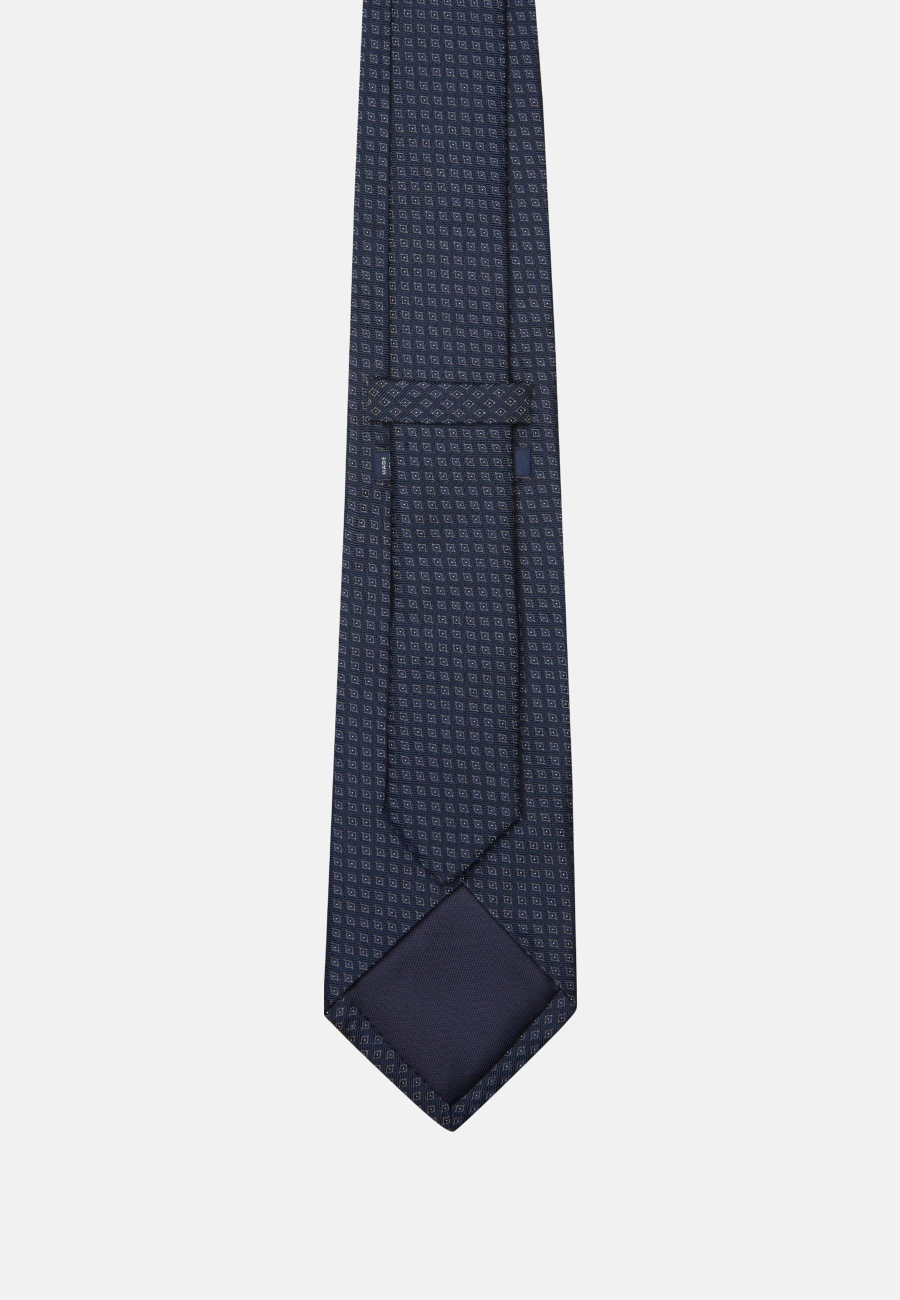 Navy Micro Jacquard Silk Tie, , large image number 1