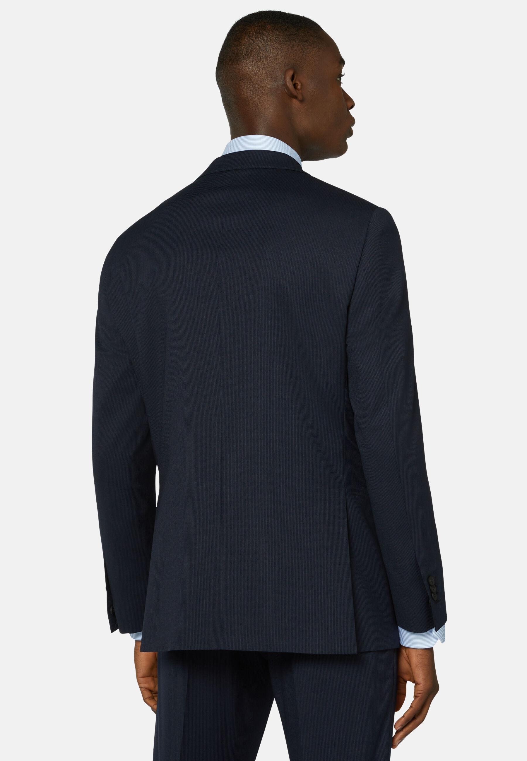 Pinstripe Stretch Wool Suit Blue, Navy blue, large image number 5