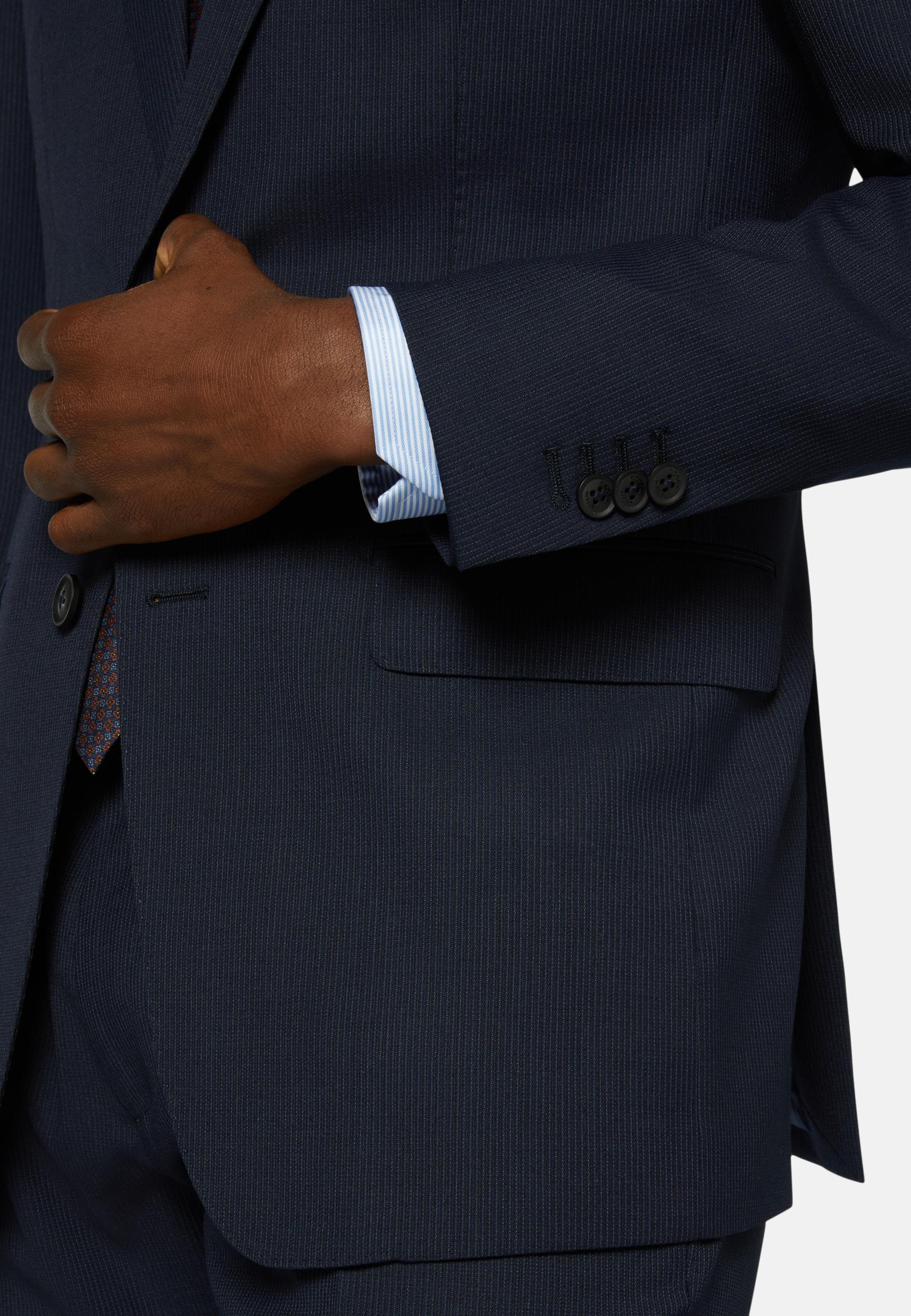 Pinstripe Stretch Wool Suit Blue, Navy blue, large image number 7