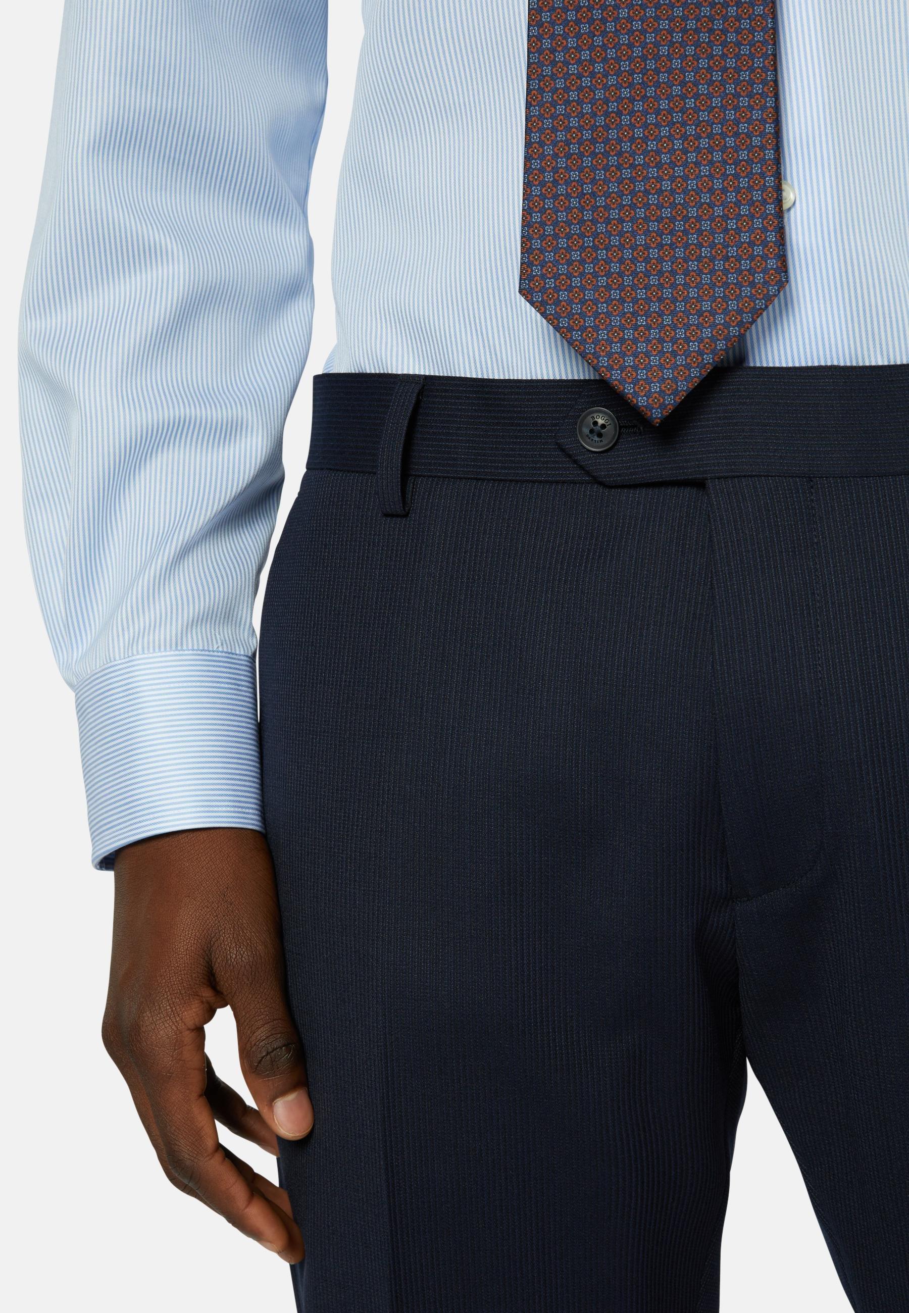 Pinstripe Stretch Wool Suit Blue, Navy blue, large image number 10