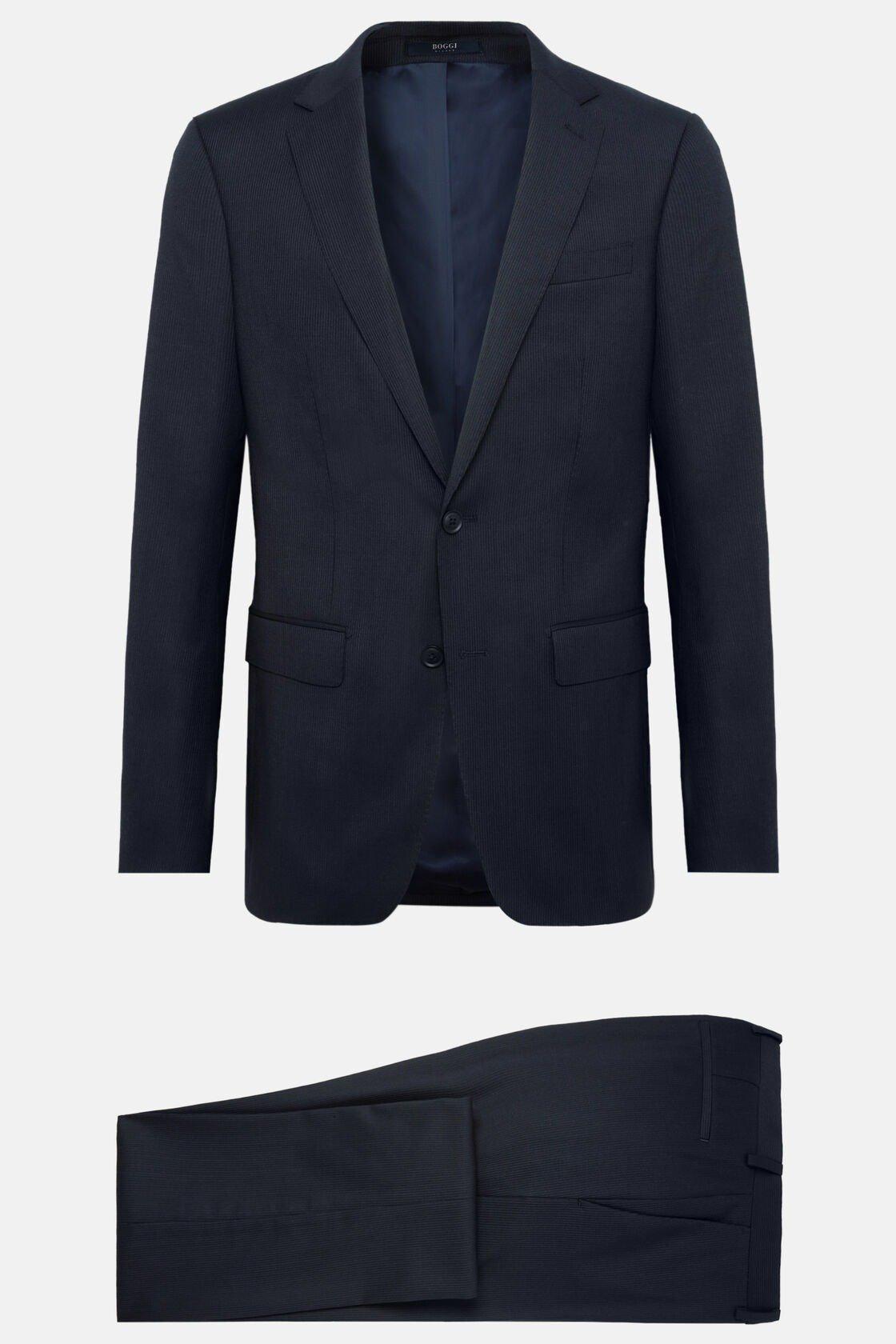 Pinstripe Stretch Wool Suit Blue, Navy blue, large image number 12