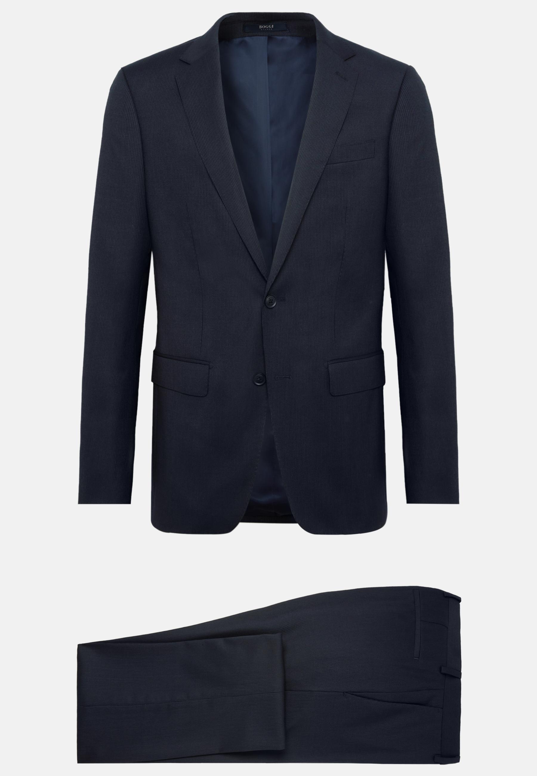 Pinstripe Stretch Wool Suit Blue, Navy blue, large image number 13