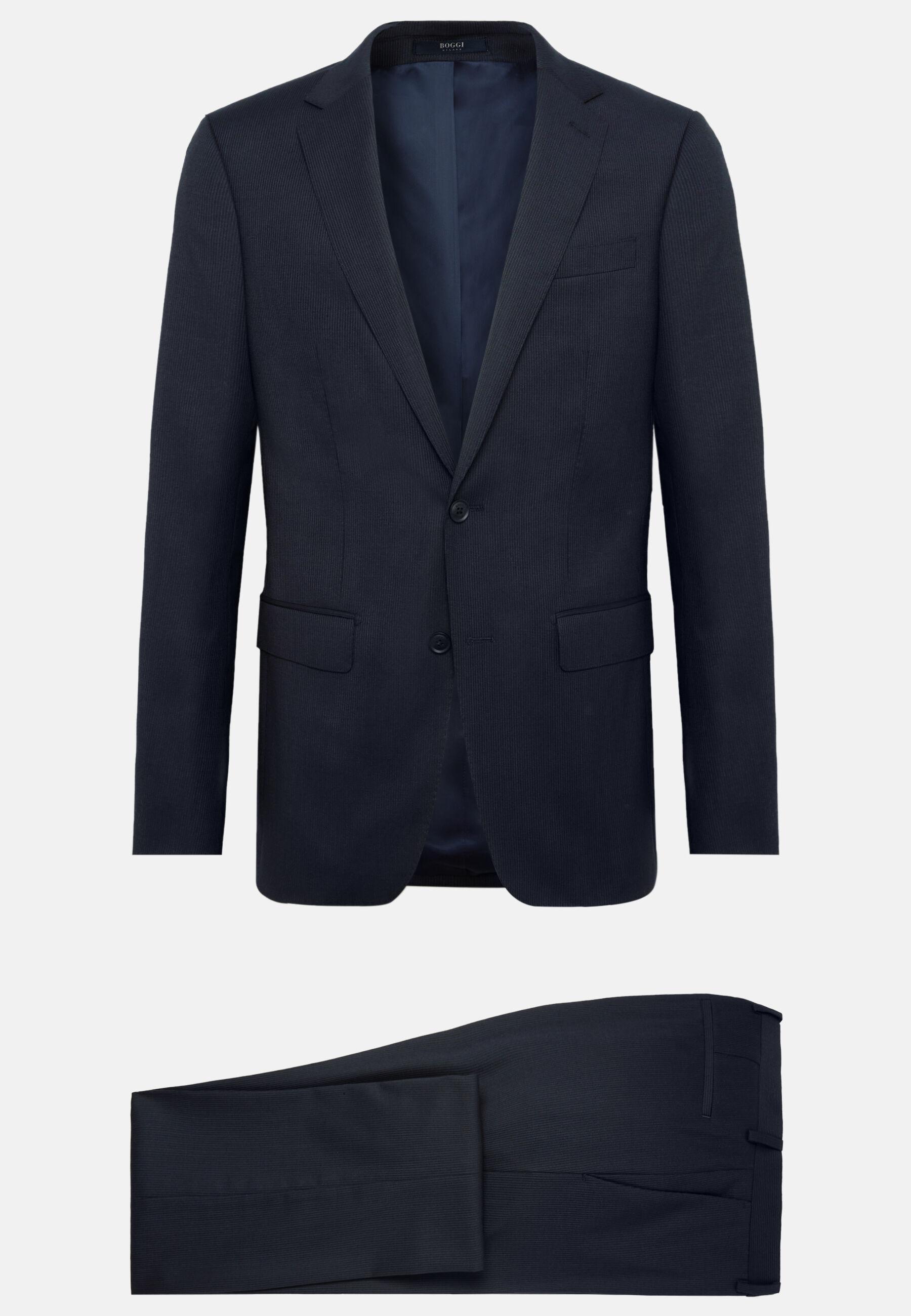Pinstripe Stretch Wool Suit Blue, Navy blue, large image number 14