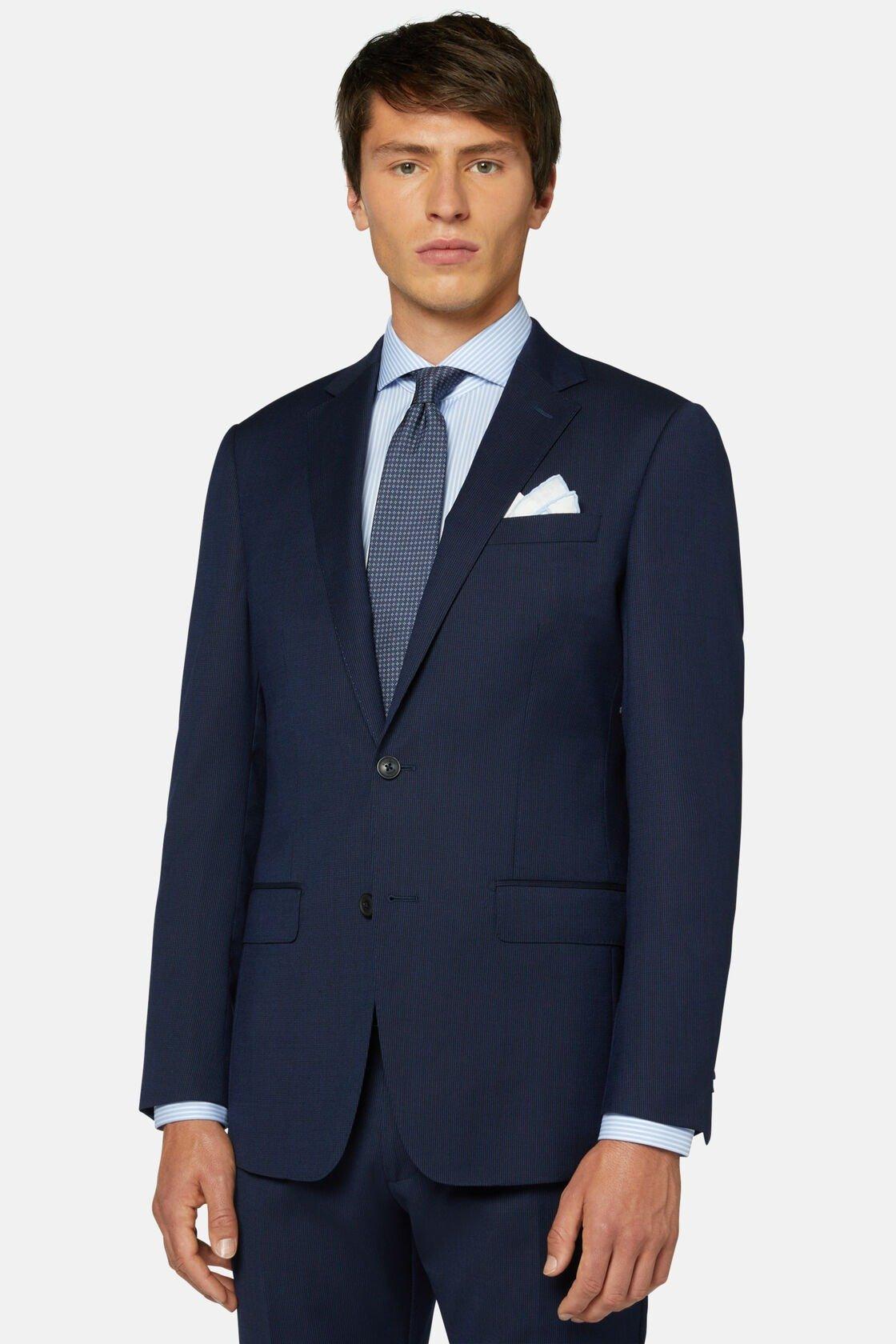 Pinstripe Stretch Wool Suit Blue, Navy blue, large image number 2