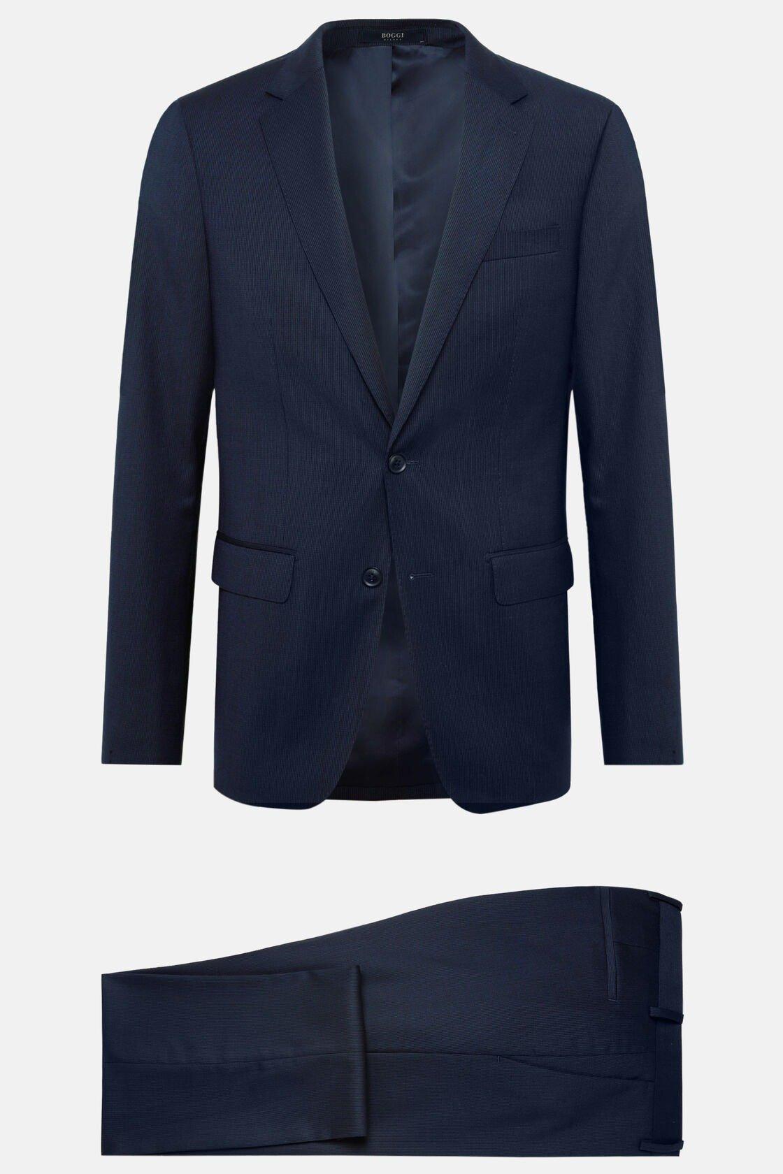 Pinstripe Stretch Wool Suit Blue, Navy blue, large image number 8
