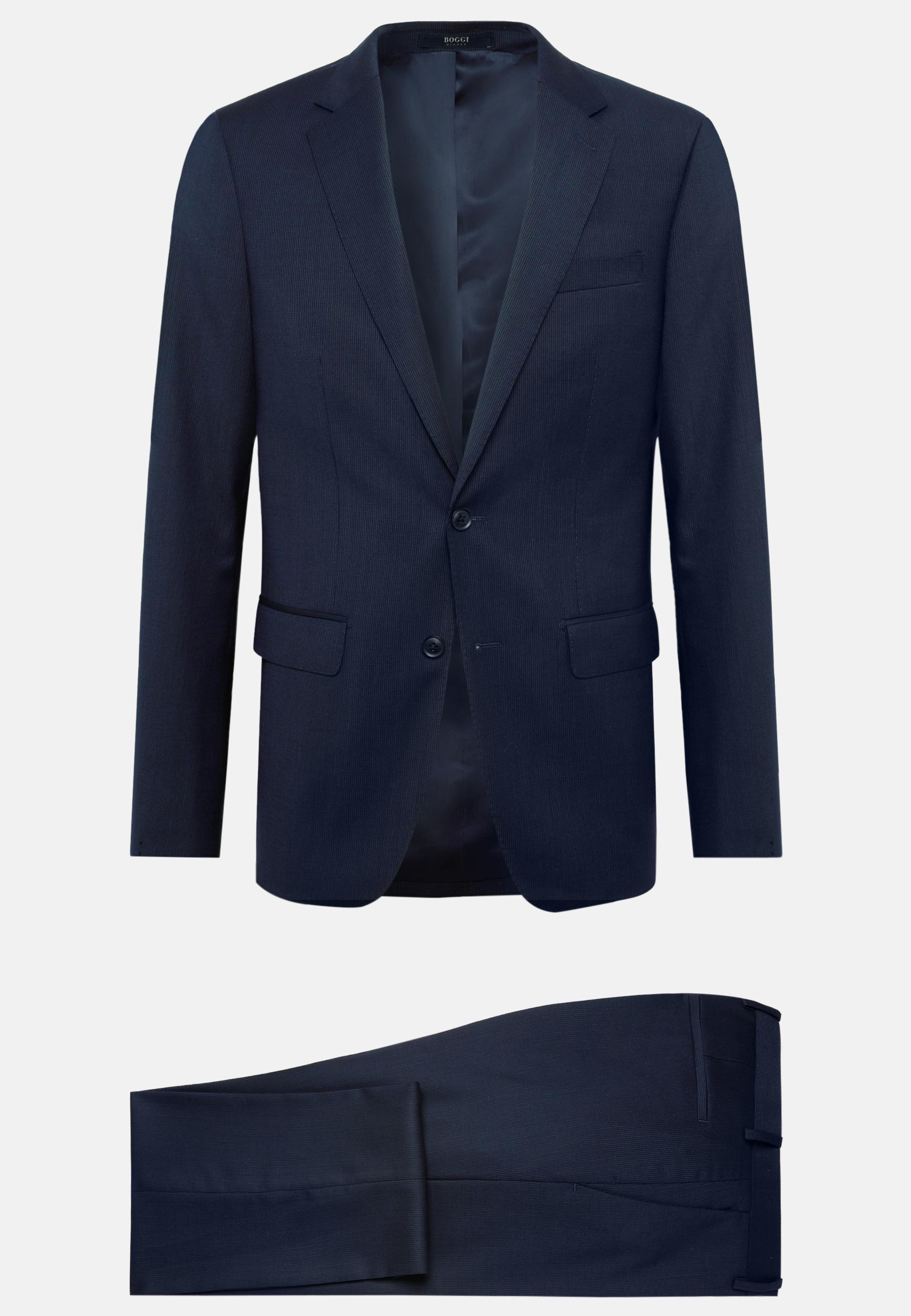 Pinstripe Stretch Wool Suit Blue, Navy blue, large image number 9