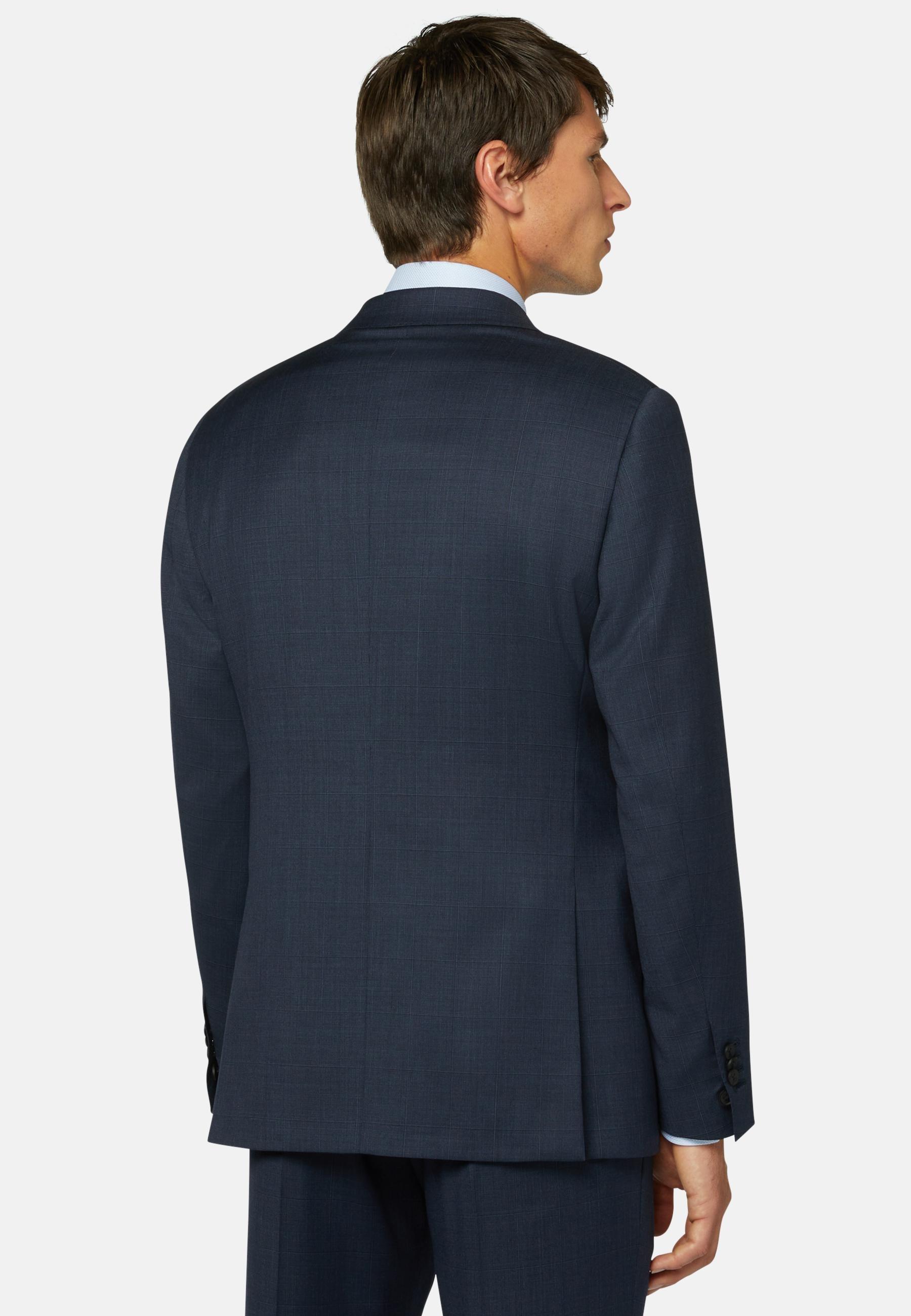 Windowpane Check Wool Suit Blue, , large image number 3