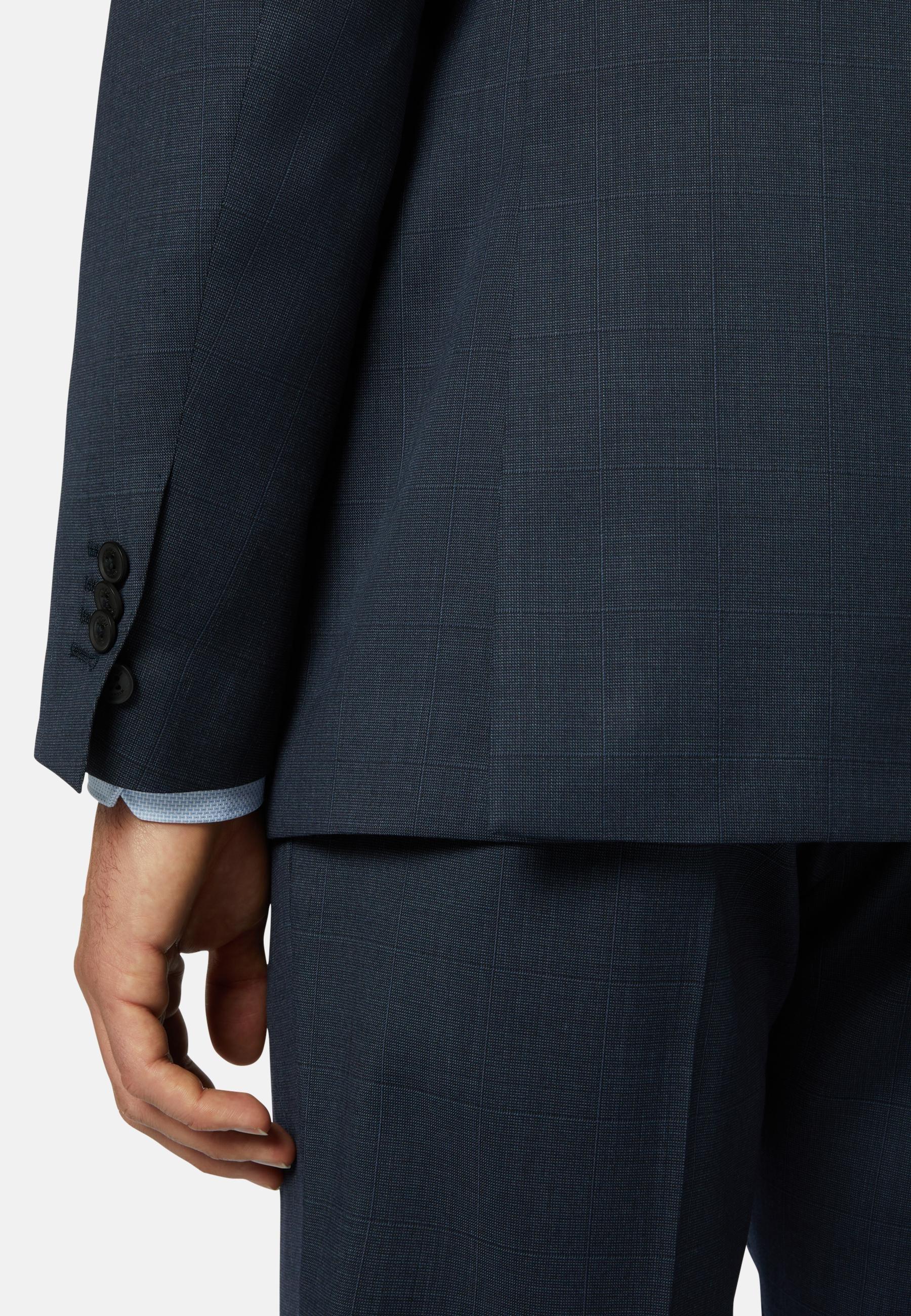 Windowpane Check Wool Suit Blue, , large image number 5