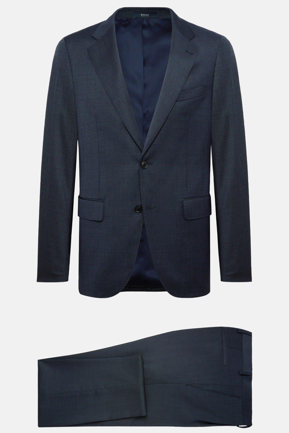 Windowpane Check Wool Suit Blue, Navy blue, large image number 12