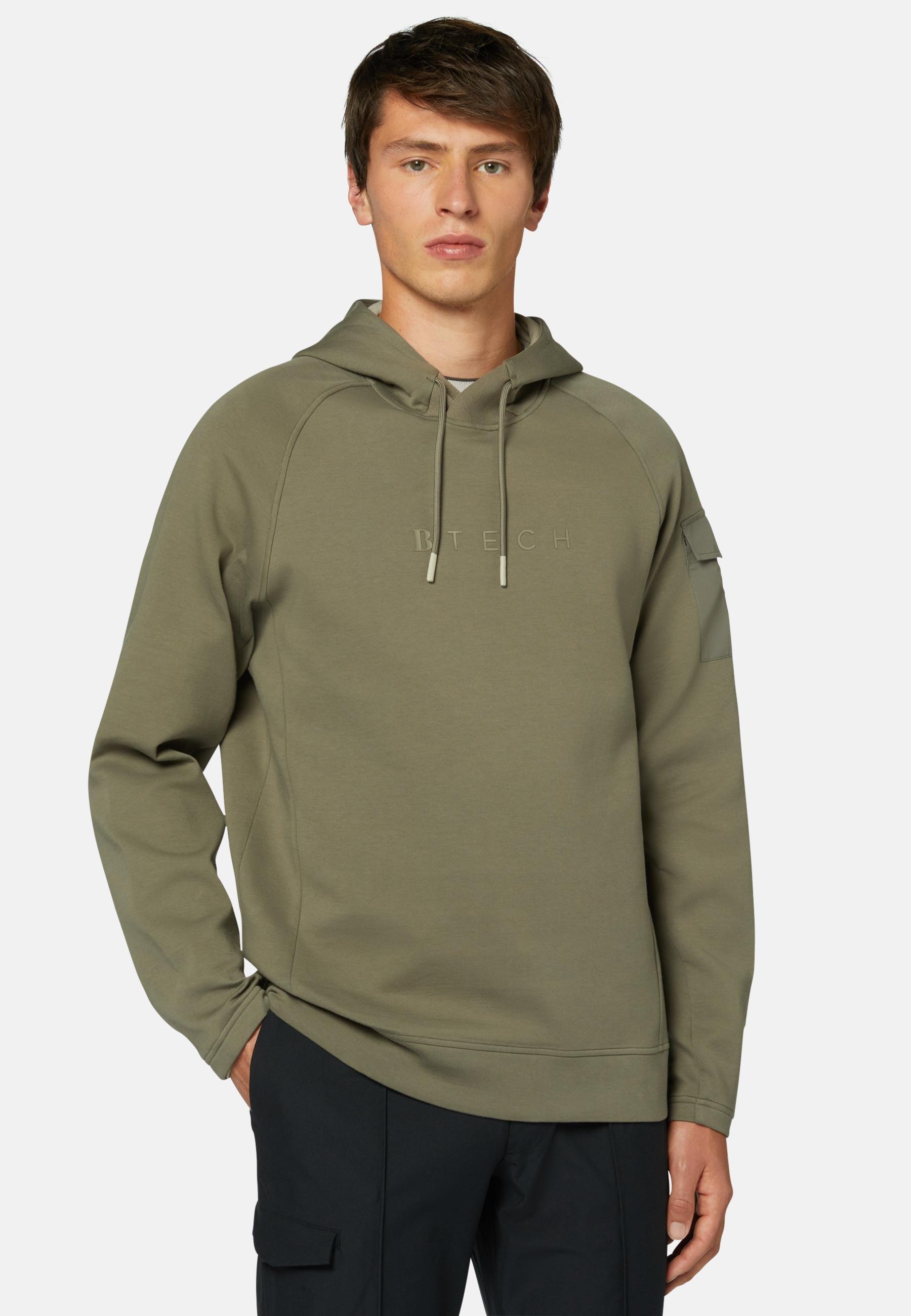 Recycled Scuba Hooded Sweatshirt Green, Military Green, medium