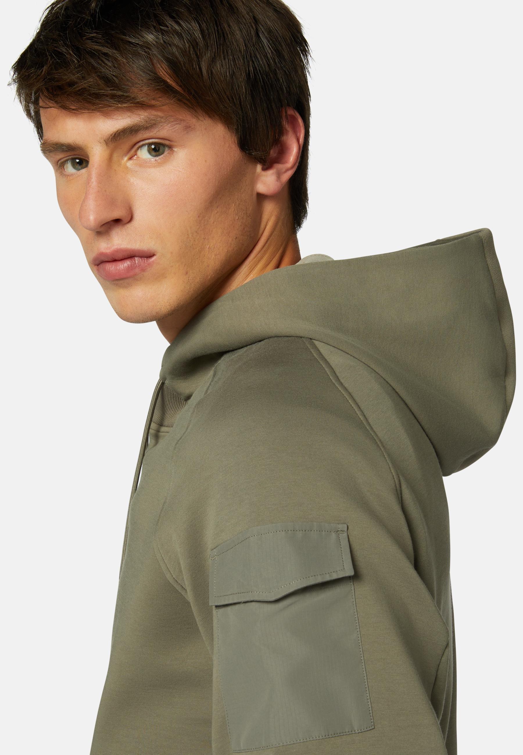 Hooded Sweatshirt in Recycled Scuba, Military Green, Military Green, large image number 4