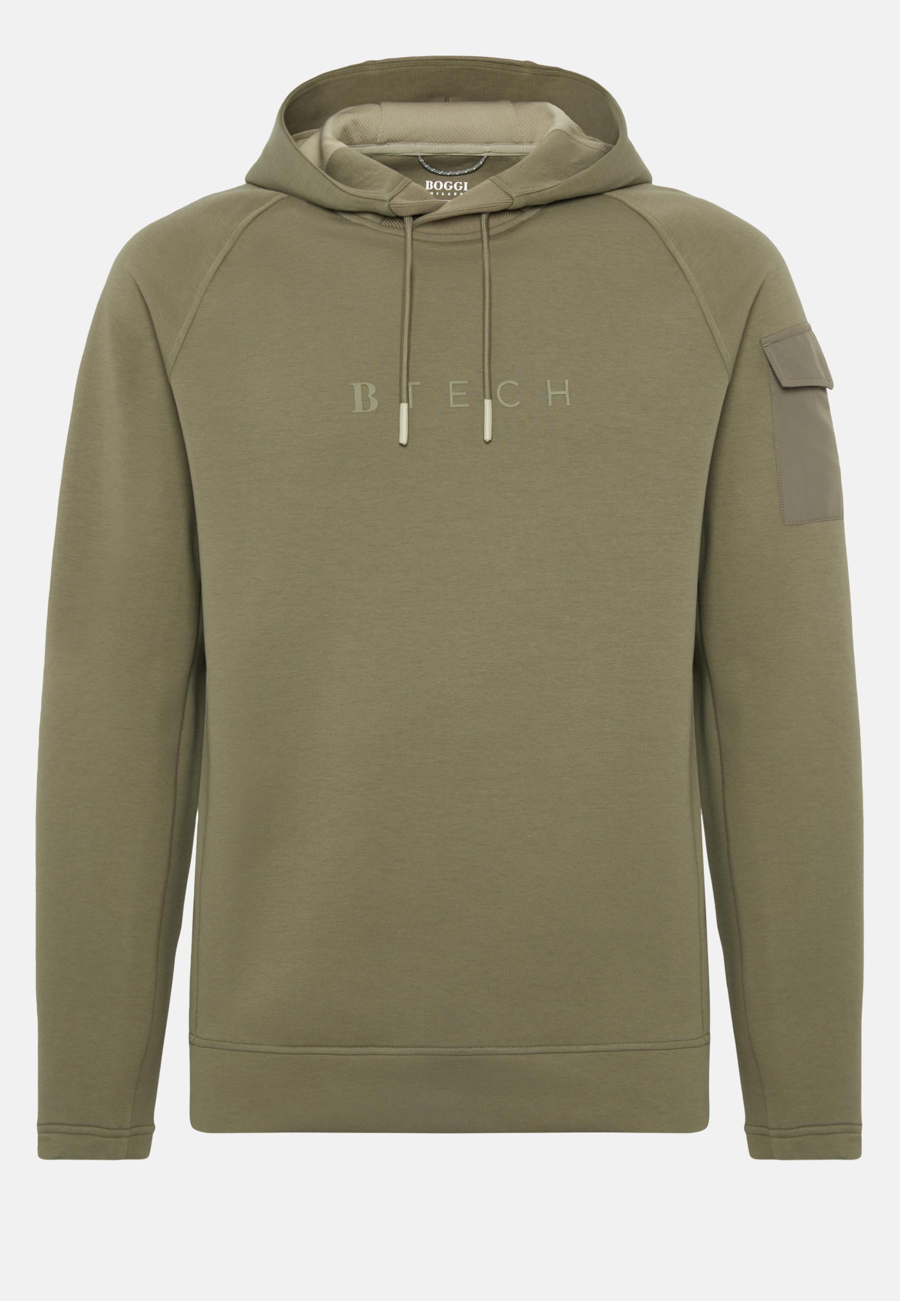 Hooded Sweatshirt in Recycled Scuba, Military Green, Military Green, large image number 6