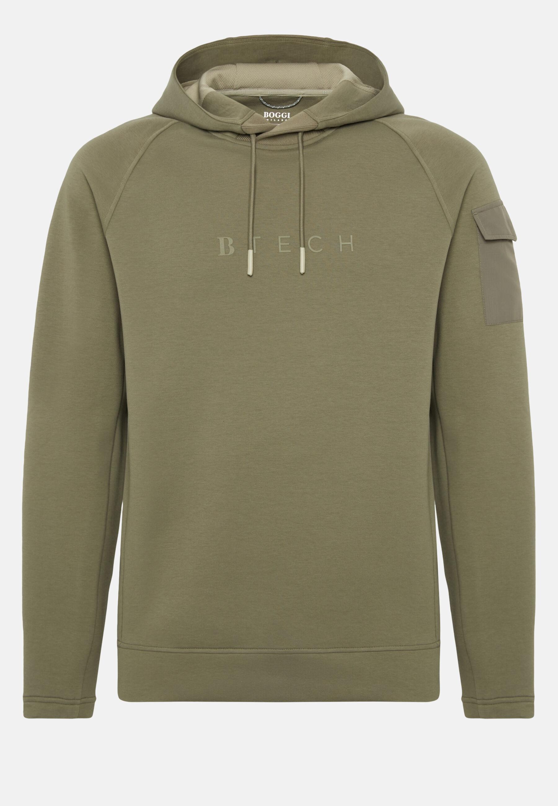 Hooded Sweatshirt in Recycled Scuba, Military Green, Military Green, large image number 7