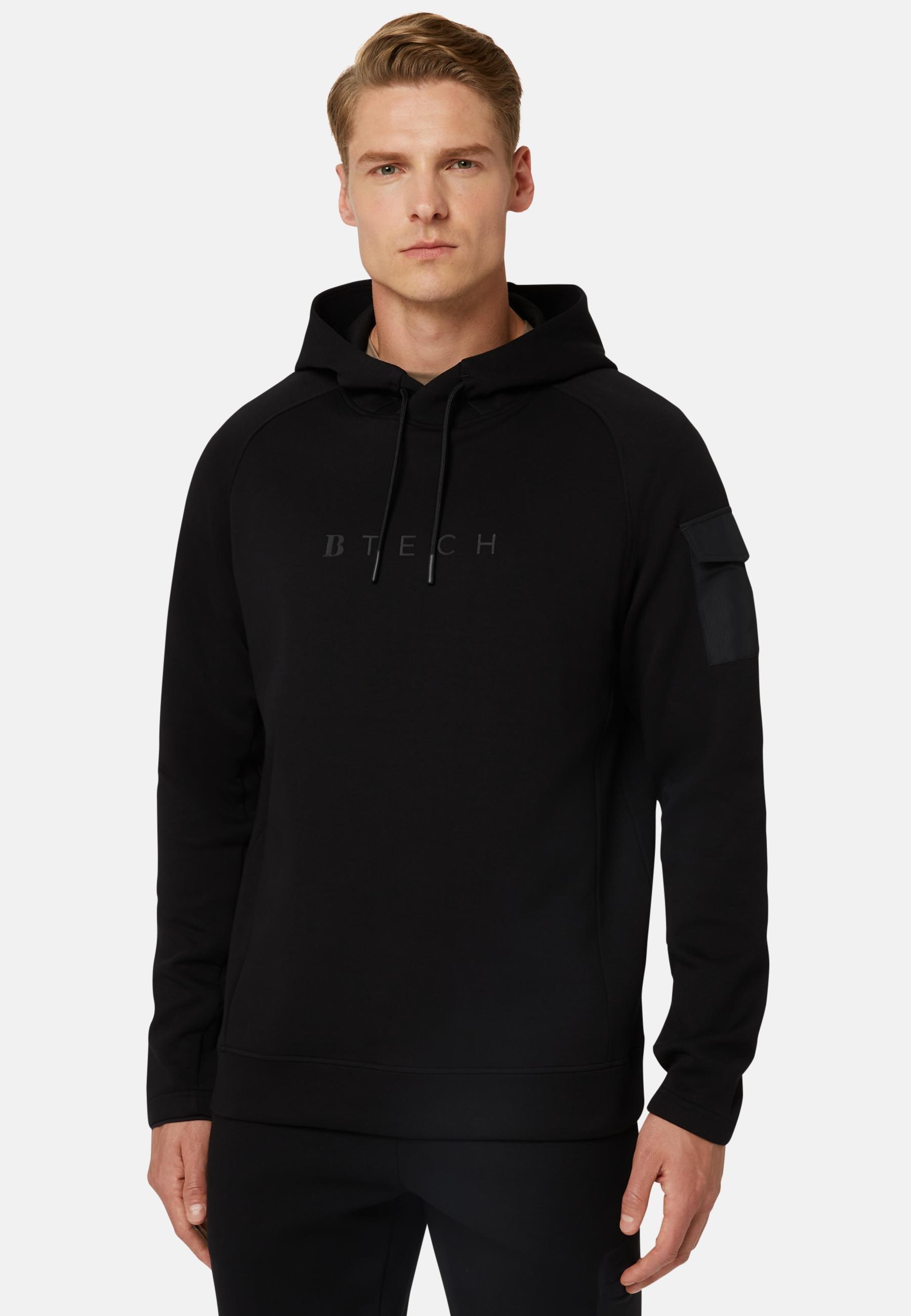 Recycled Scuba Hooded Sweatshirt Black, Black, medium