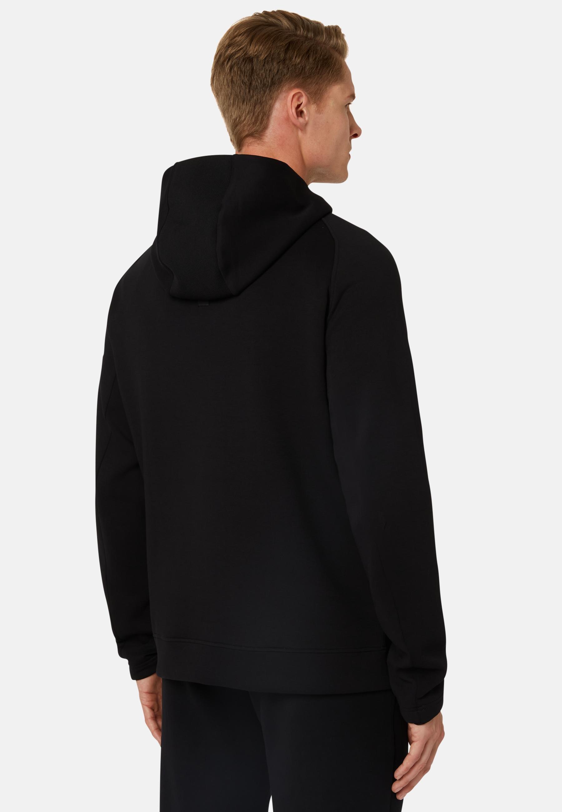 Recycled Scuba Hooded Sweatshirt Black, Black, medium