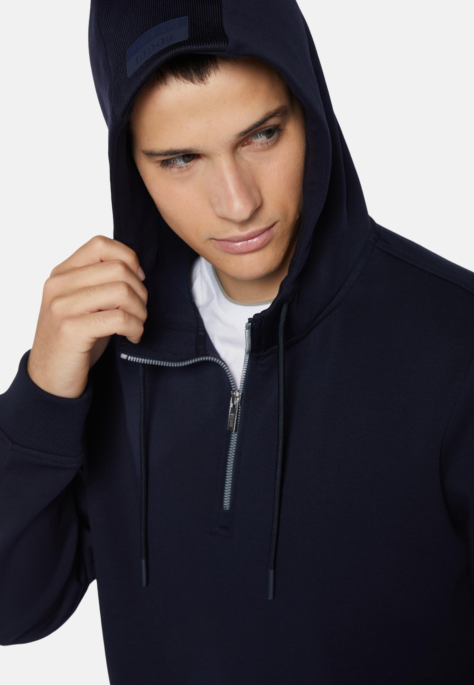 Half Zip Hoodie In Light Recycled Scuba Blue, , large image number 2
