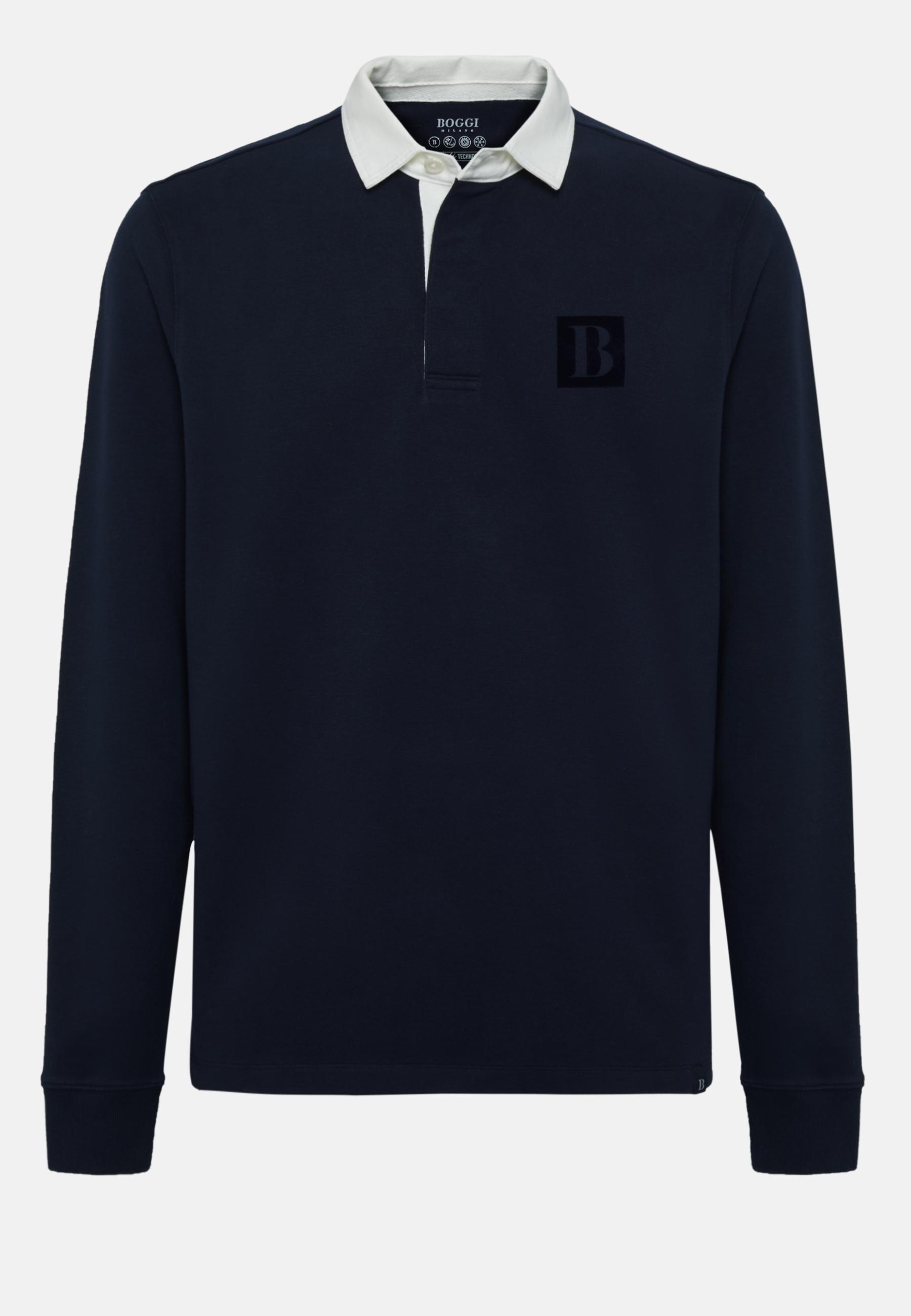 Polo Shirt in High-Performance Jersey, Navy Blue, Navy blue, large image number 10
