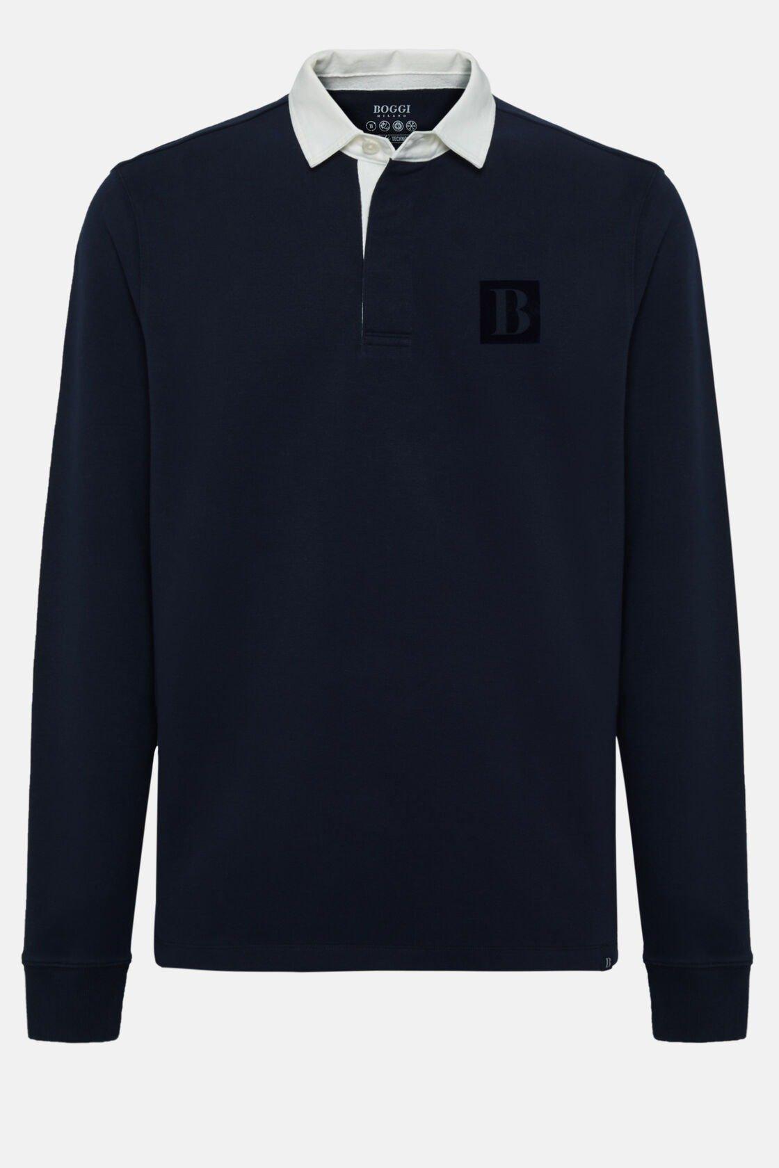 Polo Shirt in High-Performance Jersey, Navy Blue, Navy blue, large image number 12