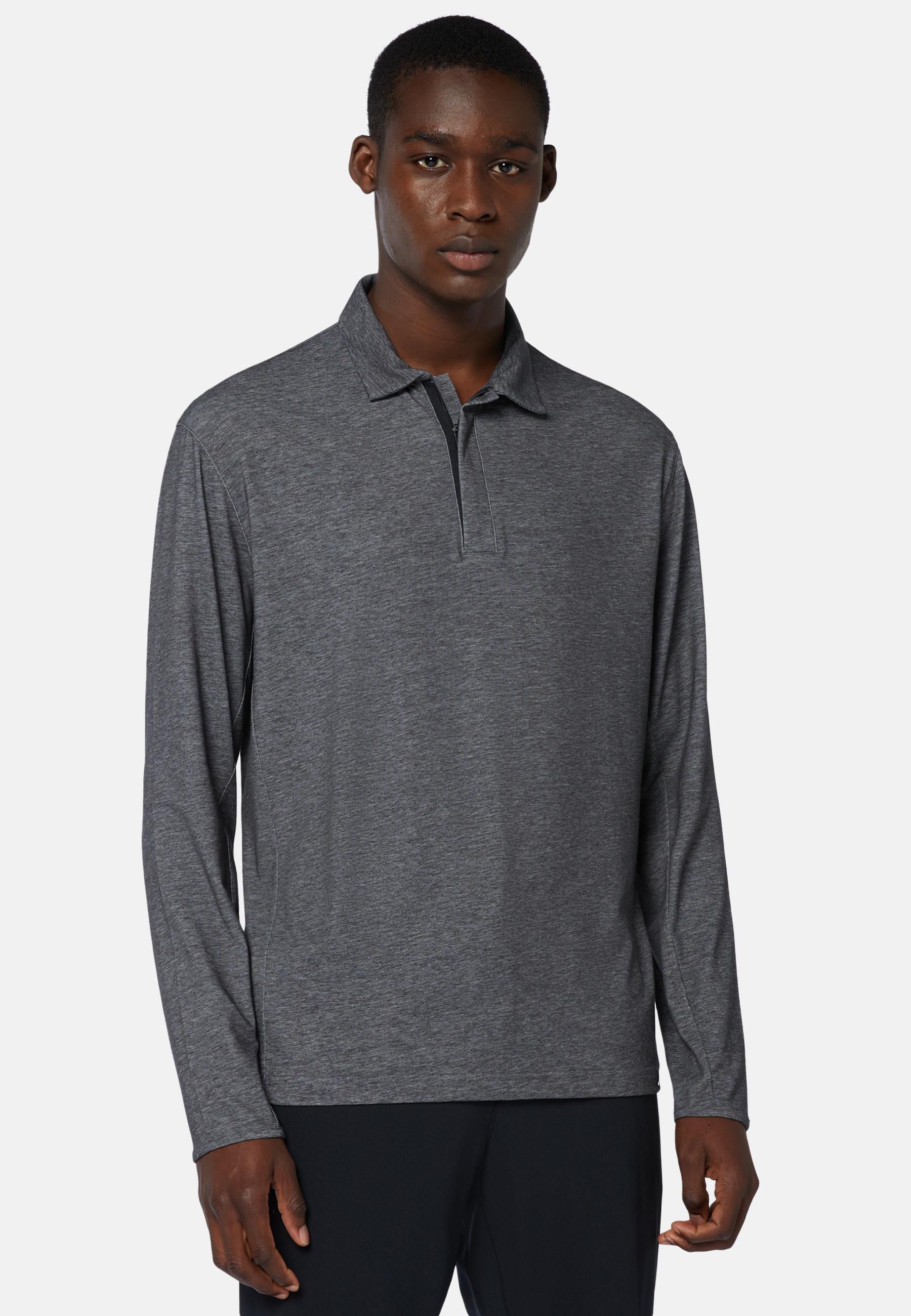 Cotton And Nylon Polo Shirt Grey, Dark Grey, large image number 0