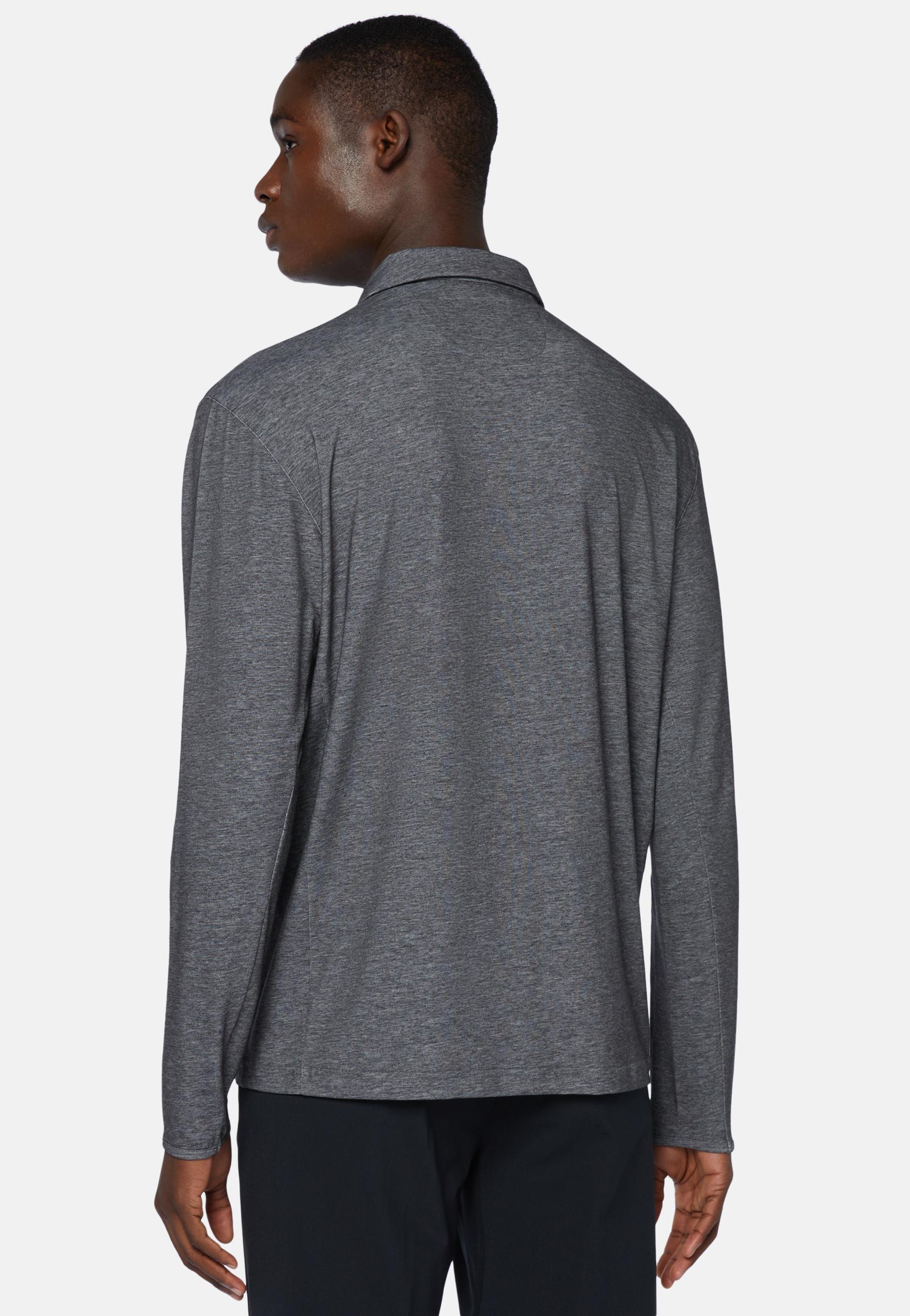 Cotton And Nylon Polo Shirt Grey, Dark Grey, large image number 1