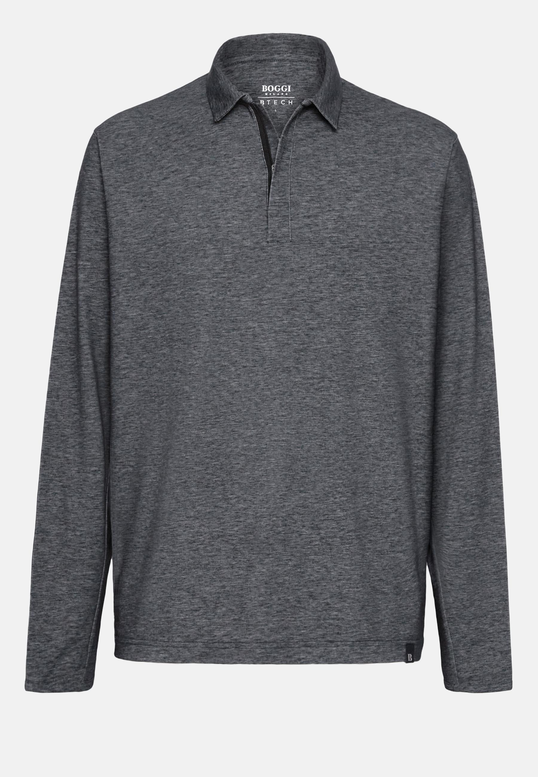 Cotton And Nylon Polo Shirt Grey, Dark Grey, large image number 3