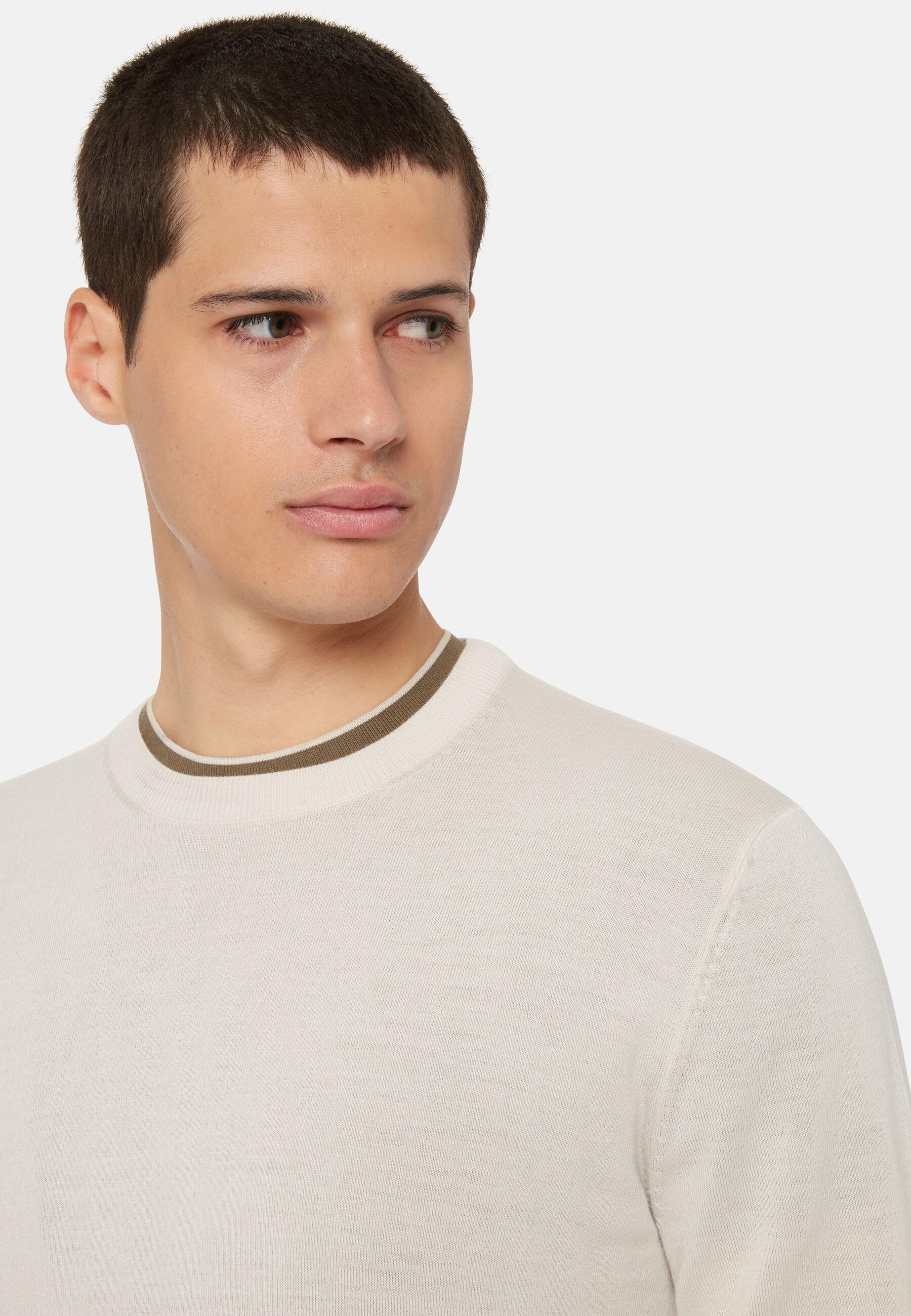 Superfine Merino Wool Crew Neck Jumper Beige, Cream, large image number 5