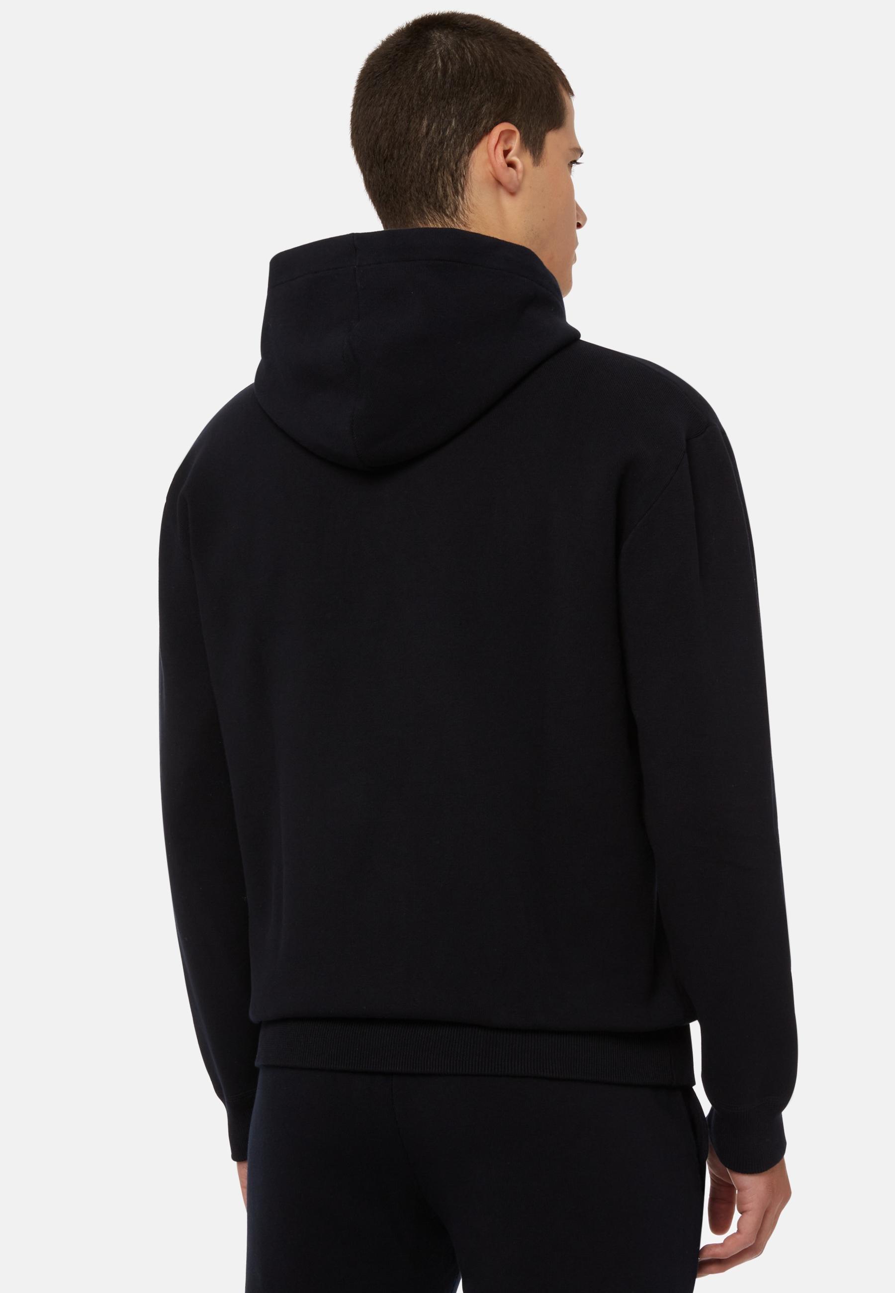 Hoodie In Technical Cotton Jersey Fleece Navy, Navy blue, large image number 2