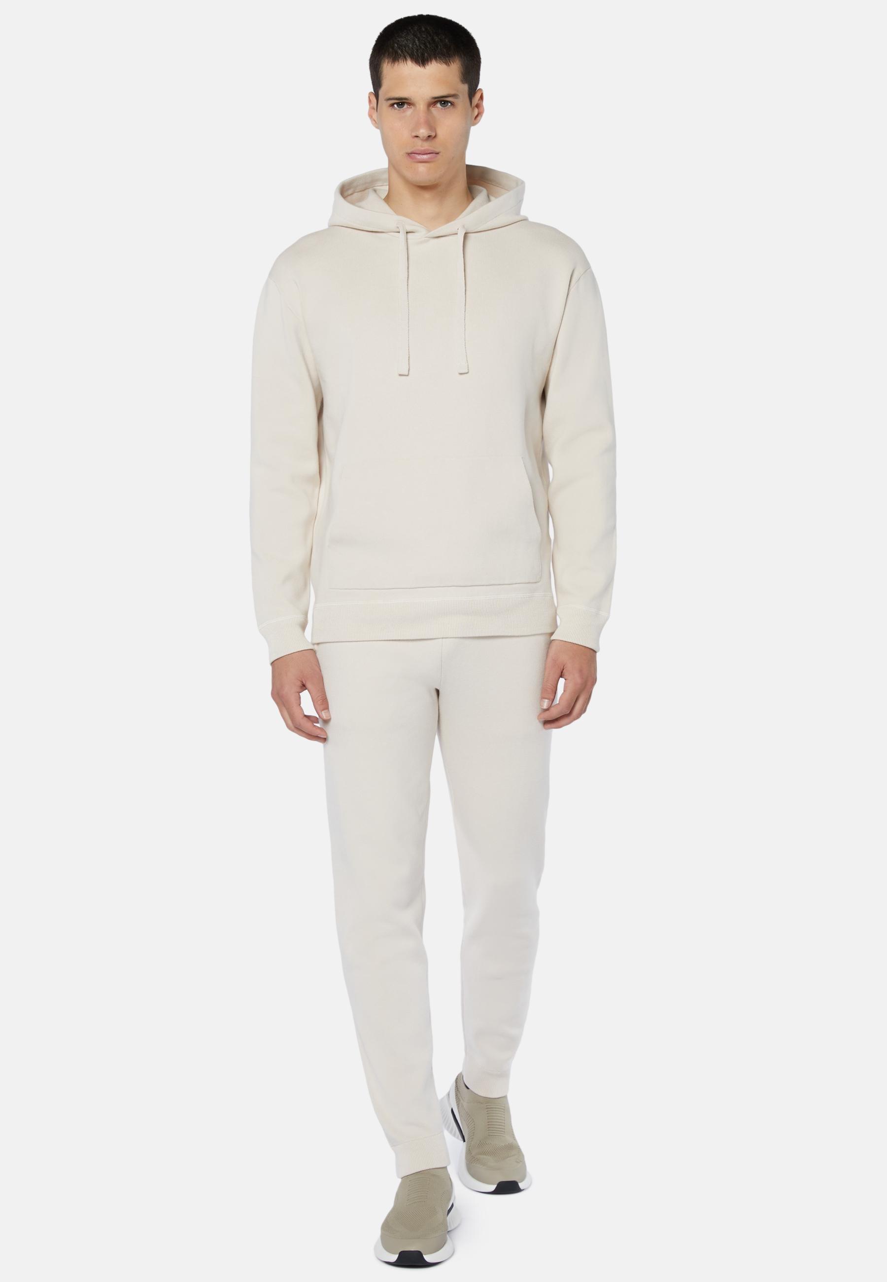 Trousers In Technical Cotton Jersey Fleece Beige, Cream, medium