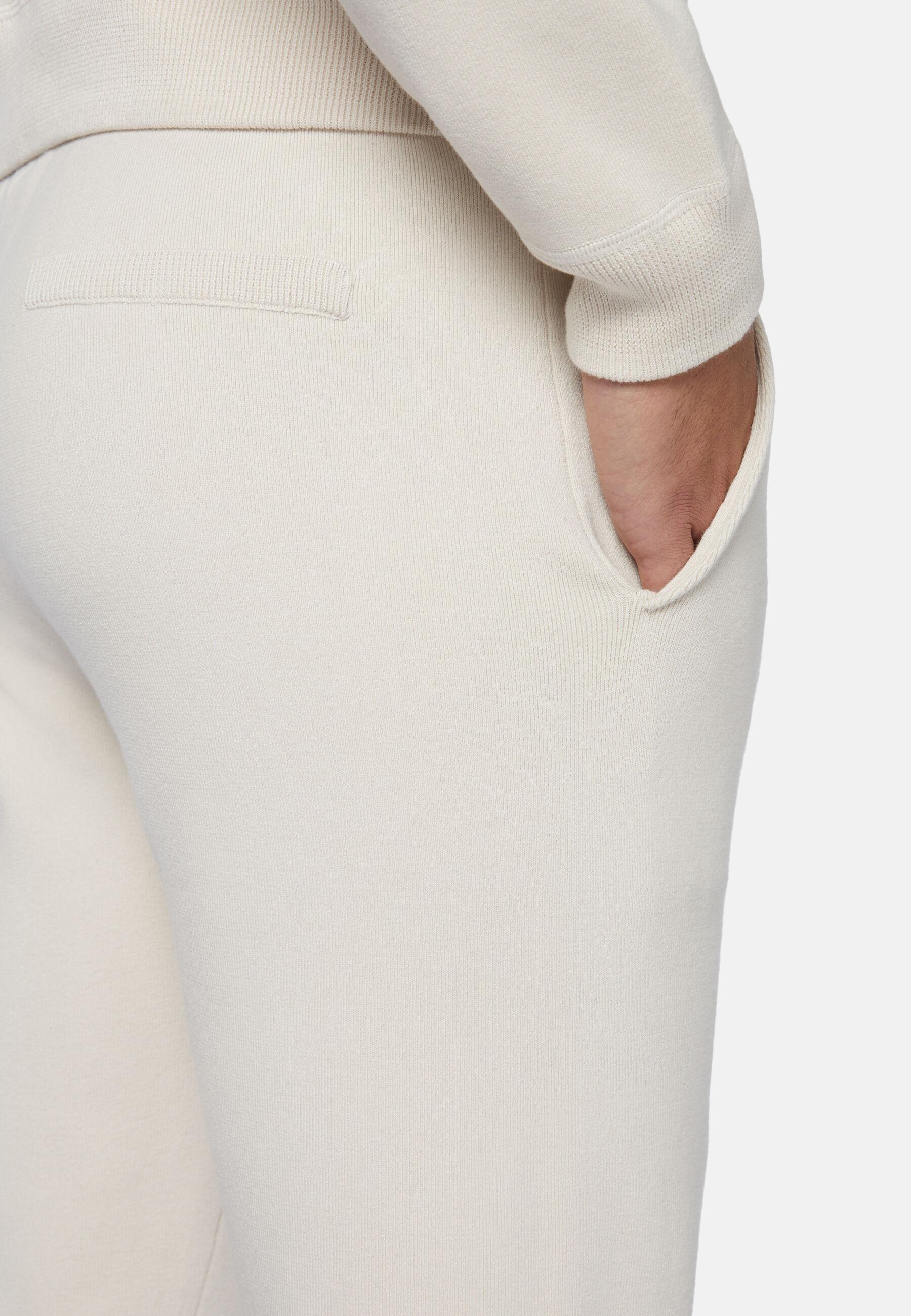 Trousers In Technical Cotton Jersey Fleece Beige, Cream, large image number 7
