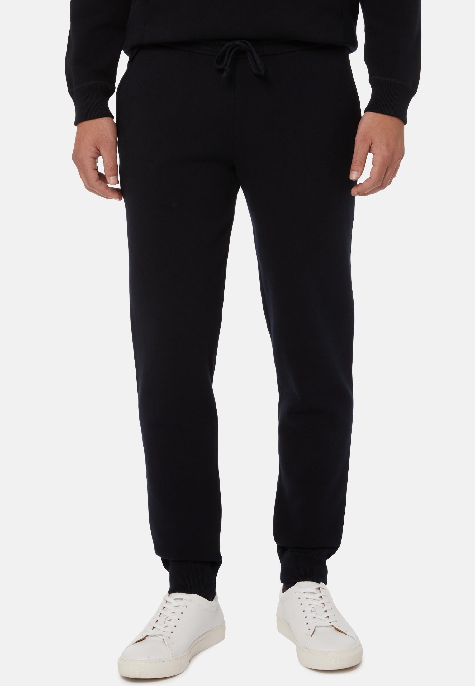 Trousers In Technical Cotton Jersey Fleece Navy, , large image number 0