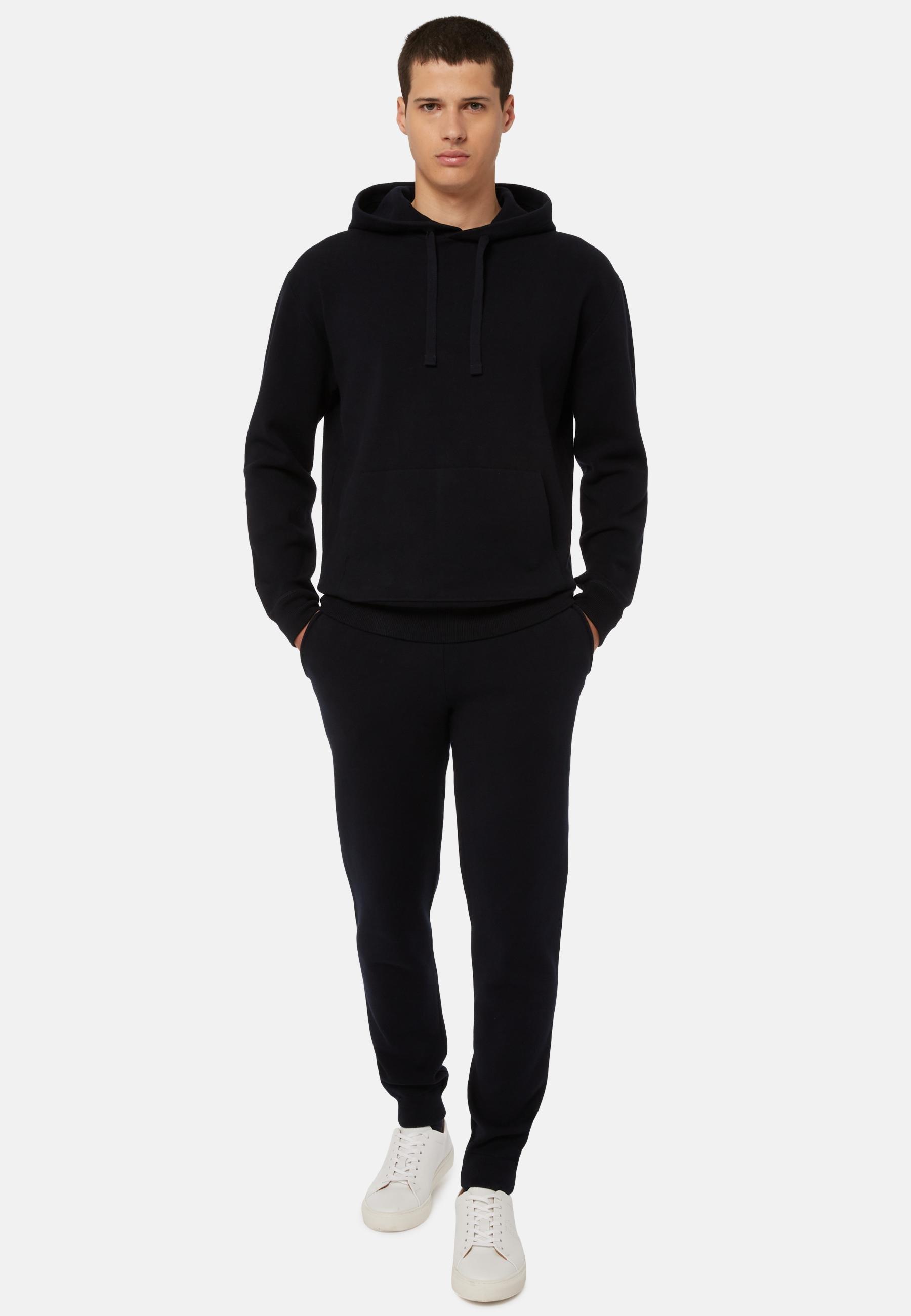 Trousers In Technical Cotton Jersey Fleece Navy, , large image number 1