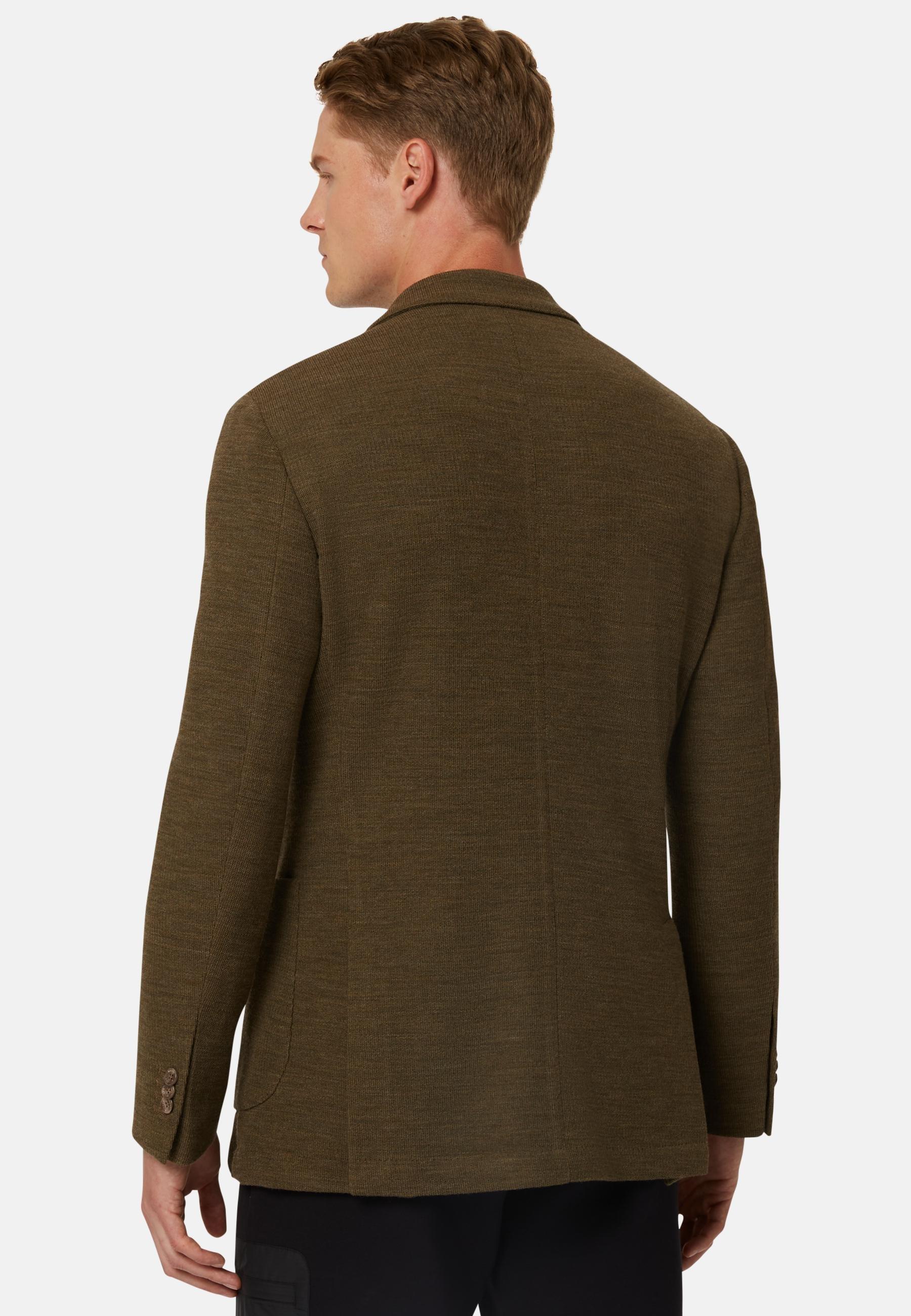 Textured Wool Jersey Jacket Green, Military Green, large image number 1