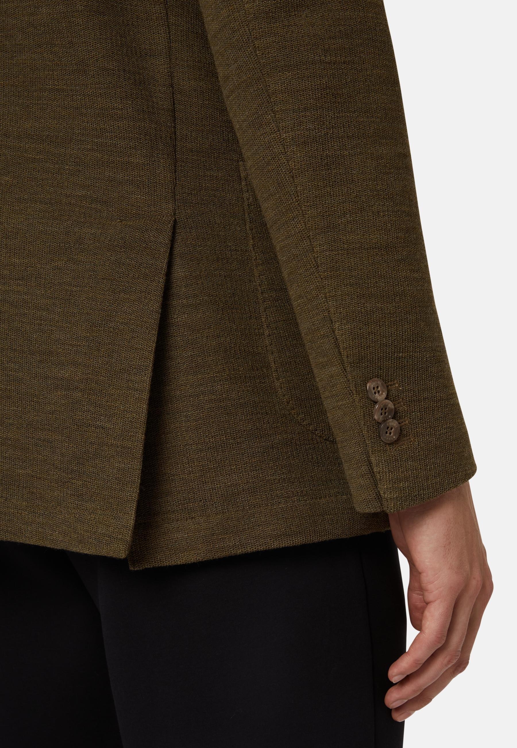 Textured Wool Jersey Jacket Green, Military Green, medium