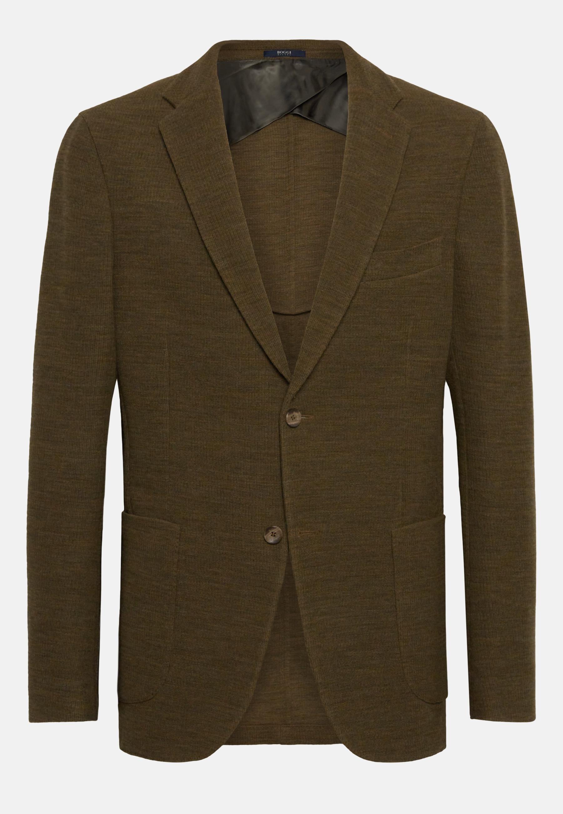 Textured Wool Jersey Jacket Green, Military Green, large image number 3