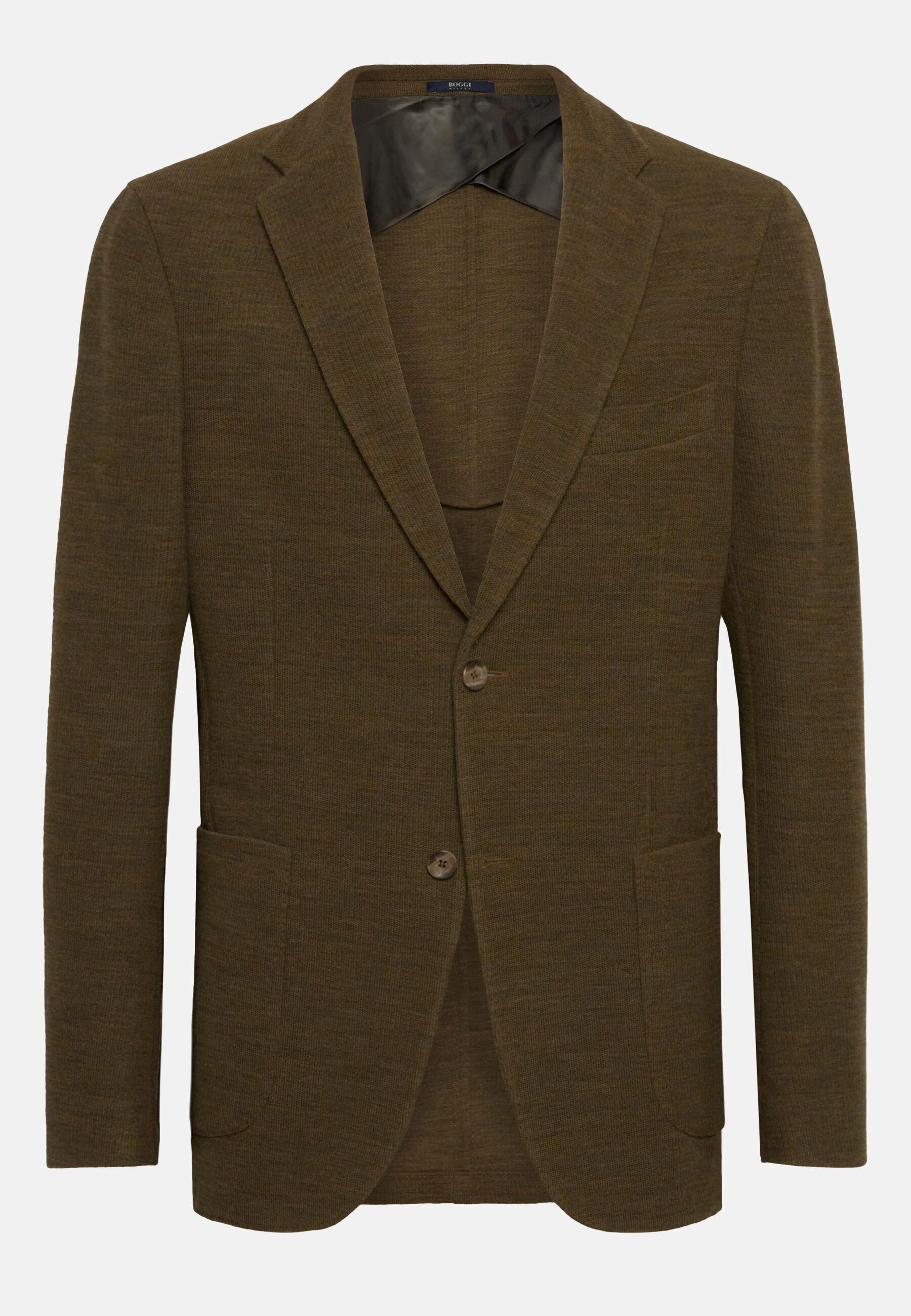 Textured Wool Jersey Jacket Green, Military Green, large image number 7