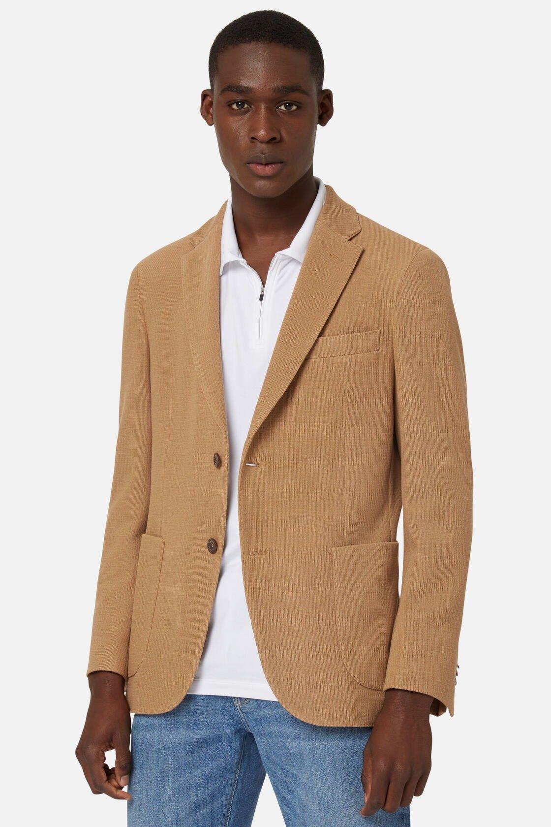 Textured Wool Jersey Jacket Brown, , large image number 2