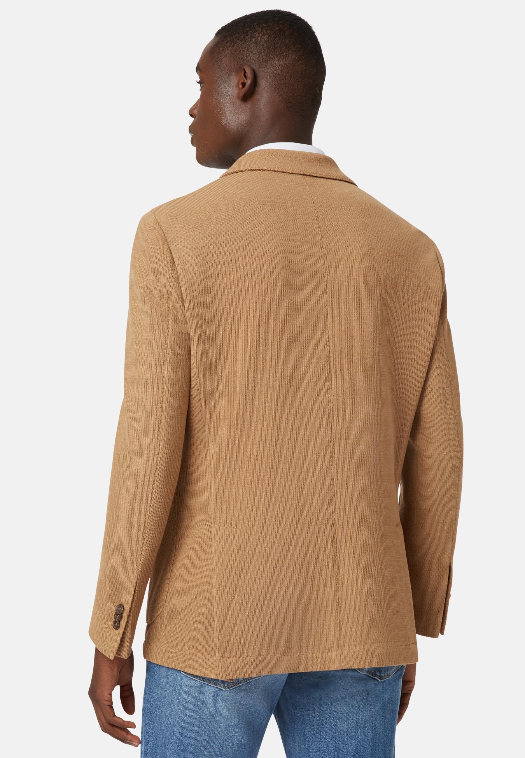 Textured Wool Jersey Jacket Brown, , large image number 3