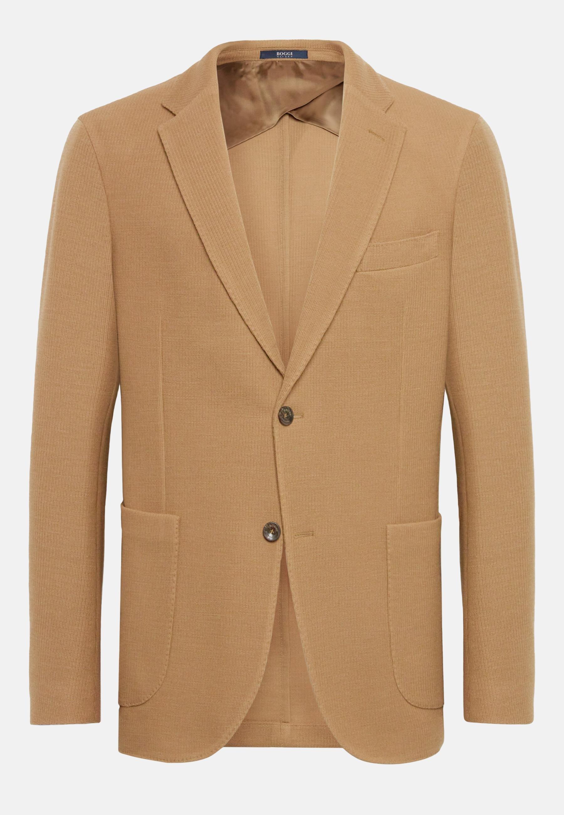 Textured Wool Jersey Jacket Brown, Hazelnut, large image number 10