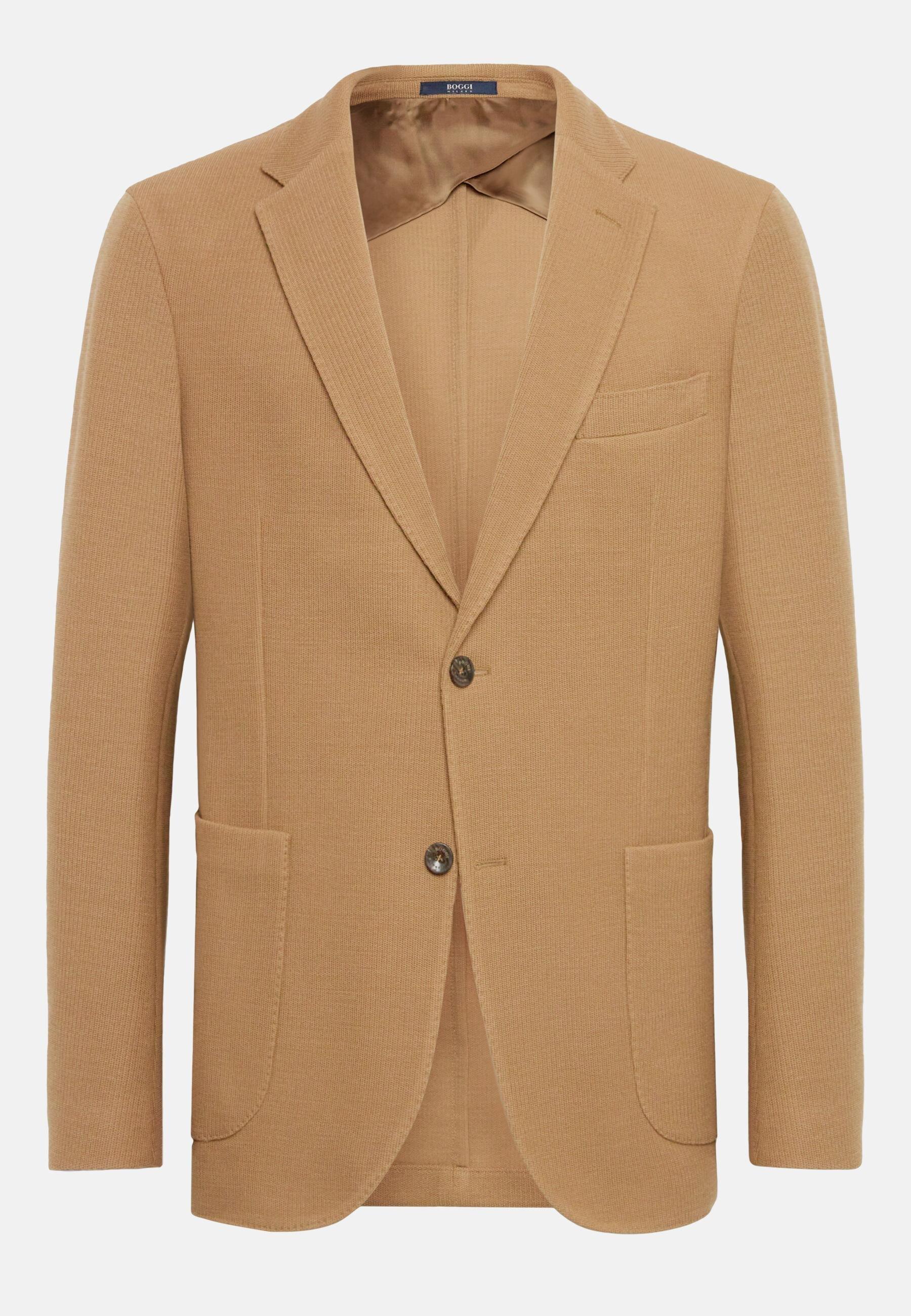 Textured Wool Jersey Jacket Brown, Hazelnut, large image number 11